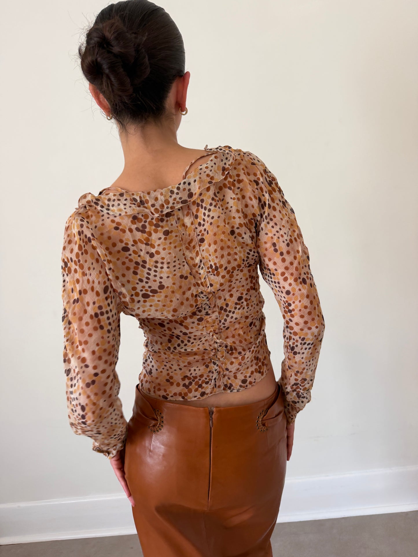 prada spring 2000 polka dot sheer ruffle top