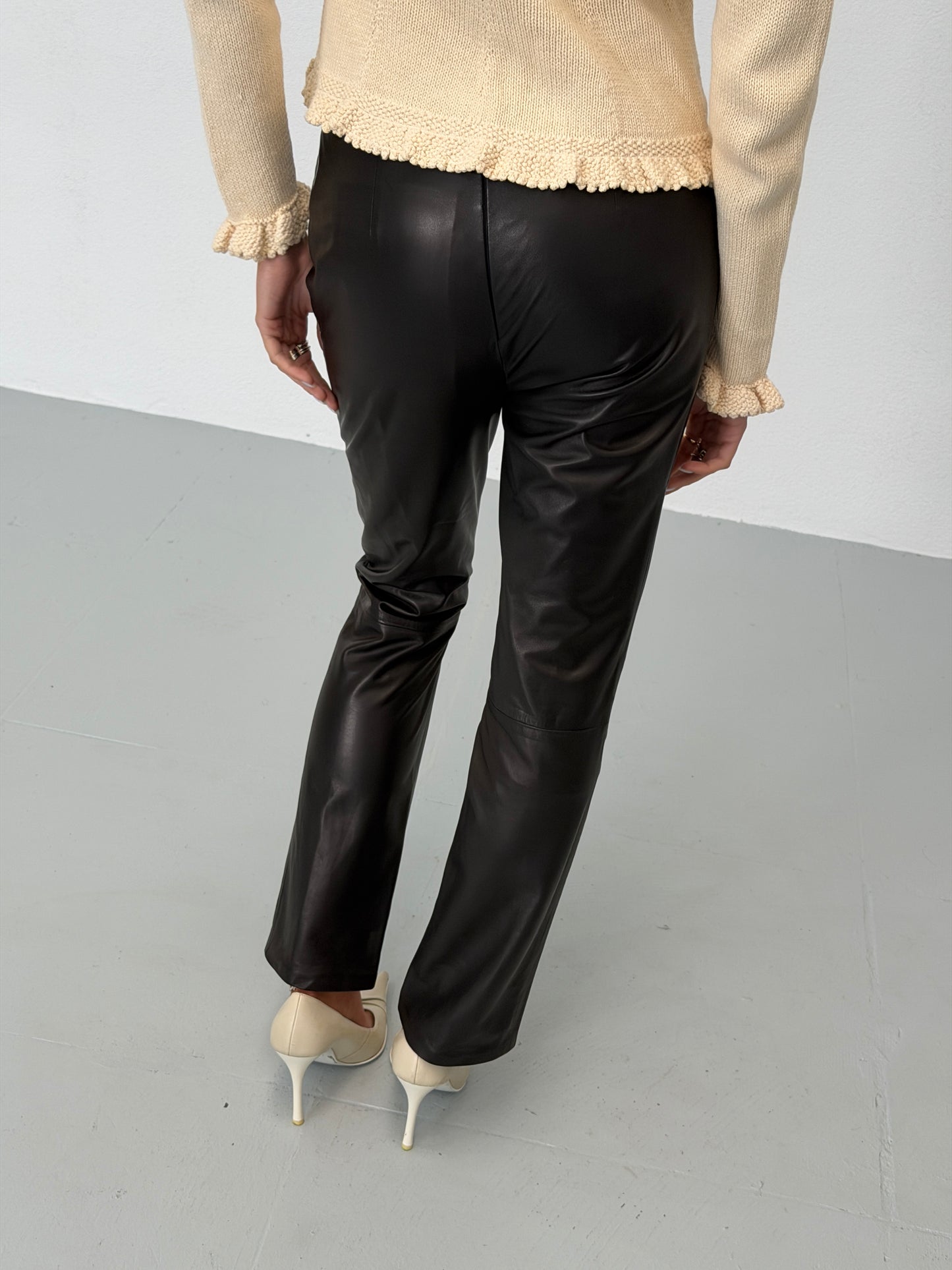 (rare) gianni versace fall 1999 leather butterfly embellished trousers