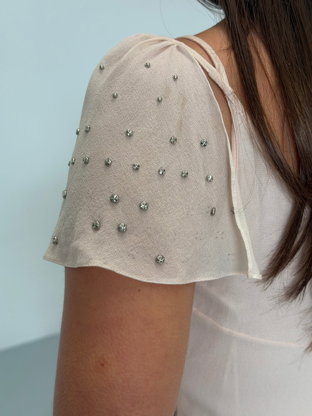 (rare) chloé spring 2001 pale pink studded silk dress