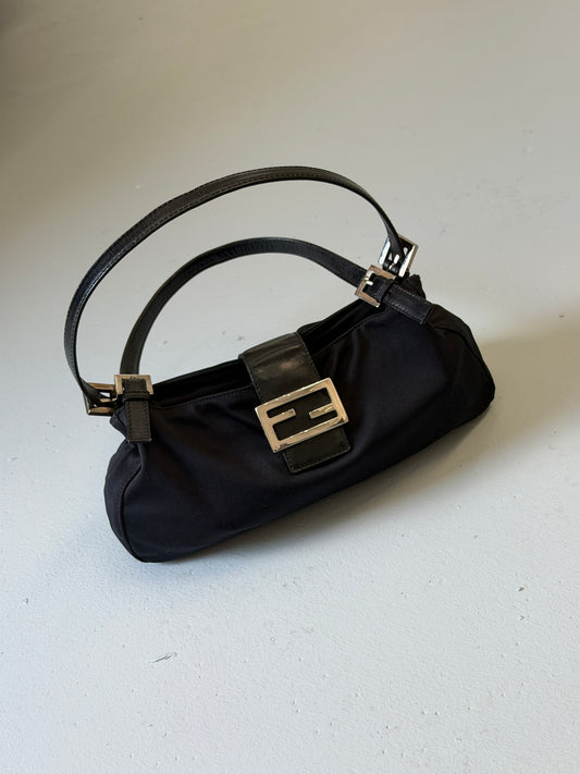 (rare) fendi mamma baguette black jersey shoulder bag
