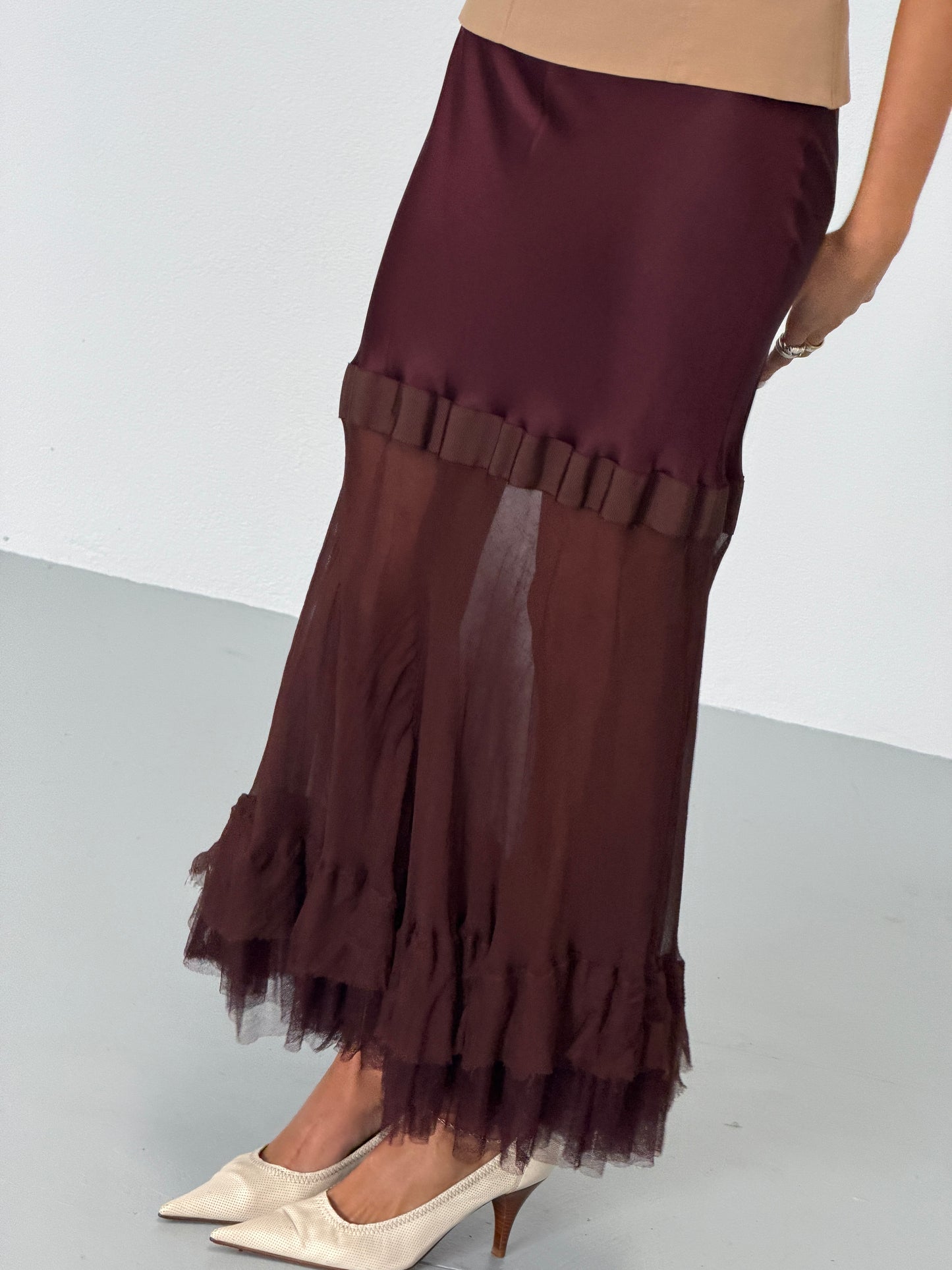 donna karan silk tulle skirt