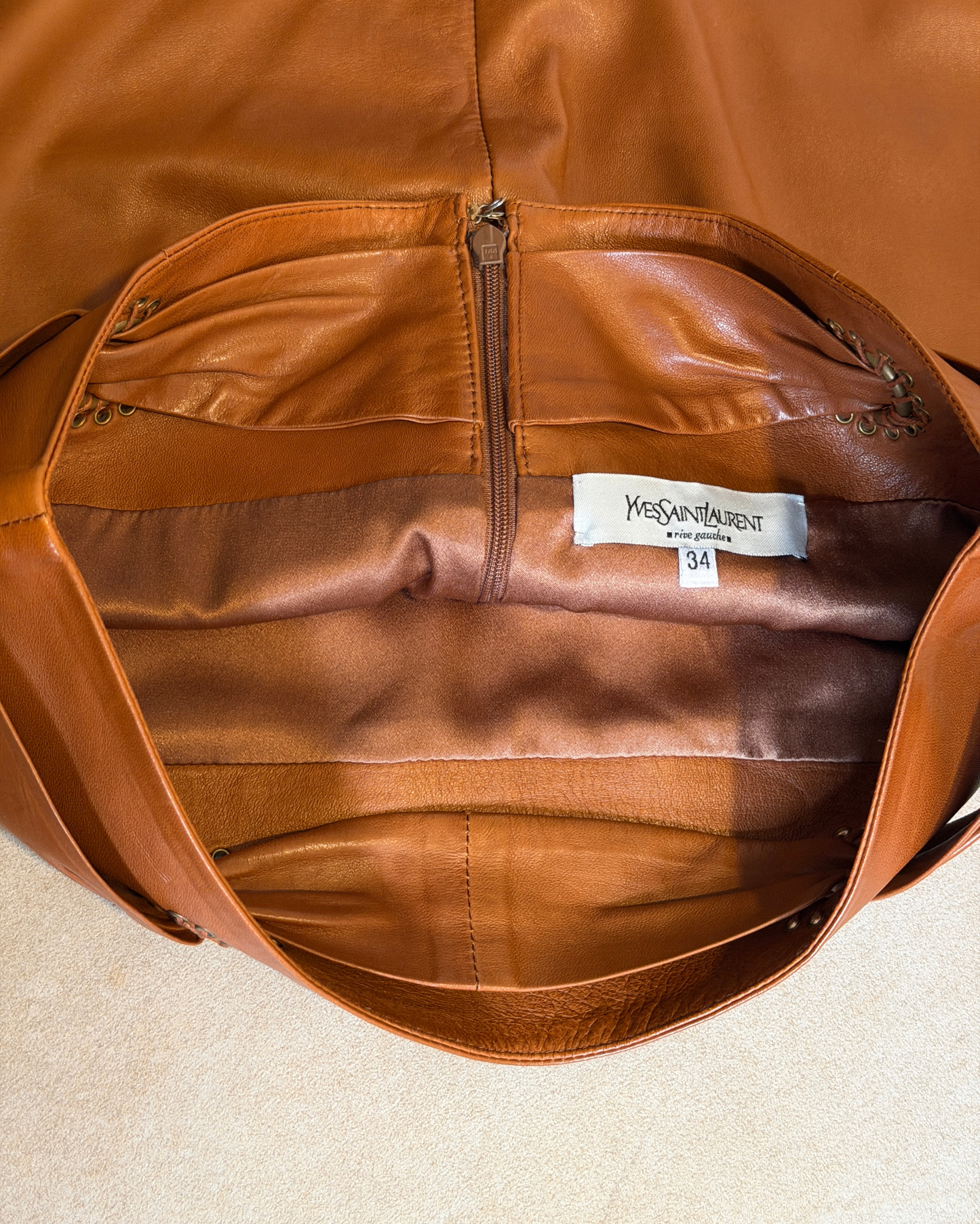 yves saint laurent fall 2002 by tom ford leather skirt