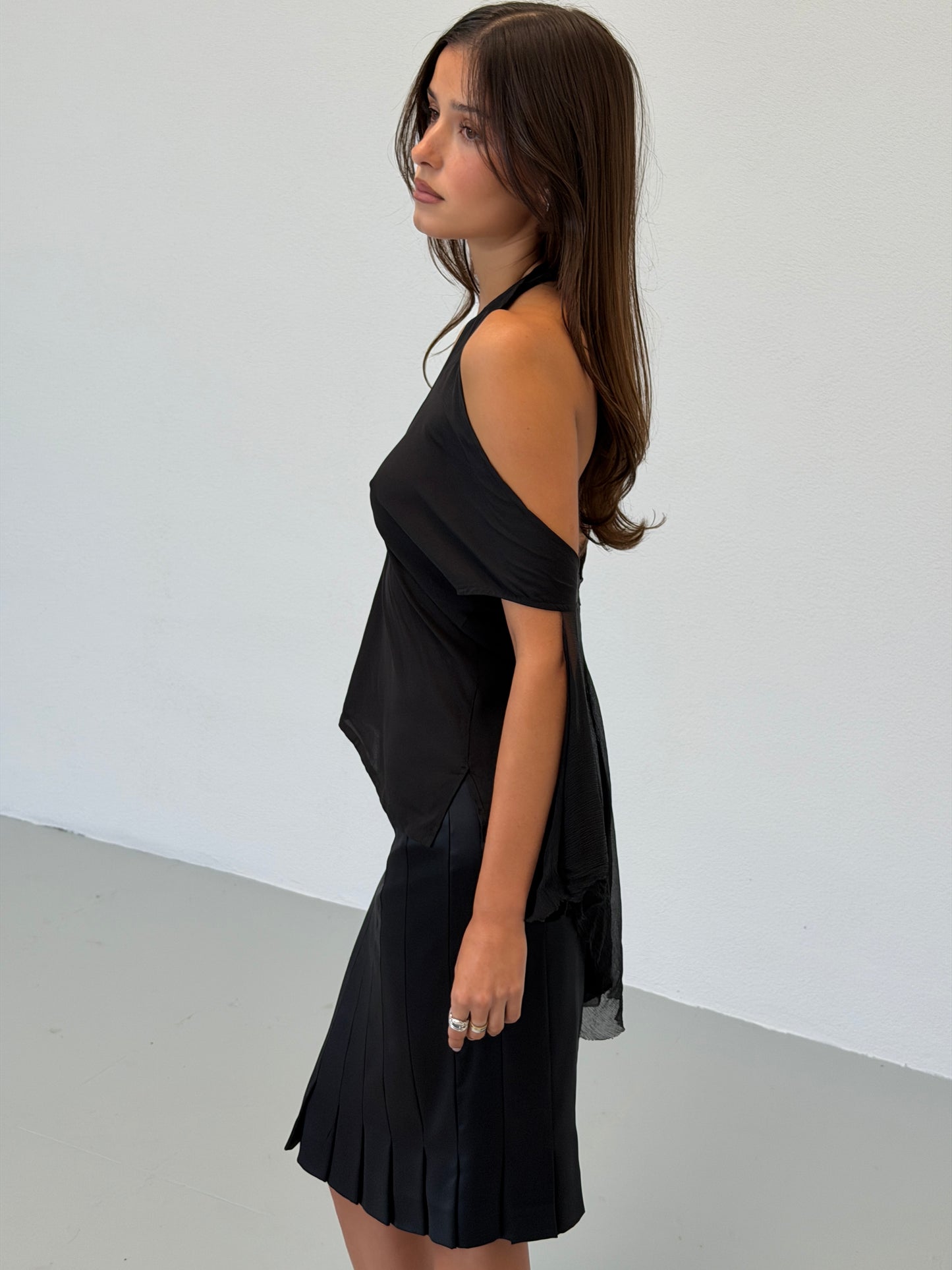 veronique branquinho 1990s black silk layered top