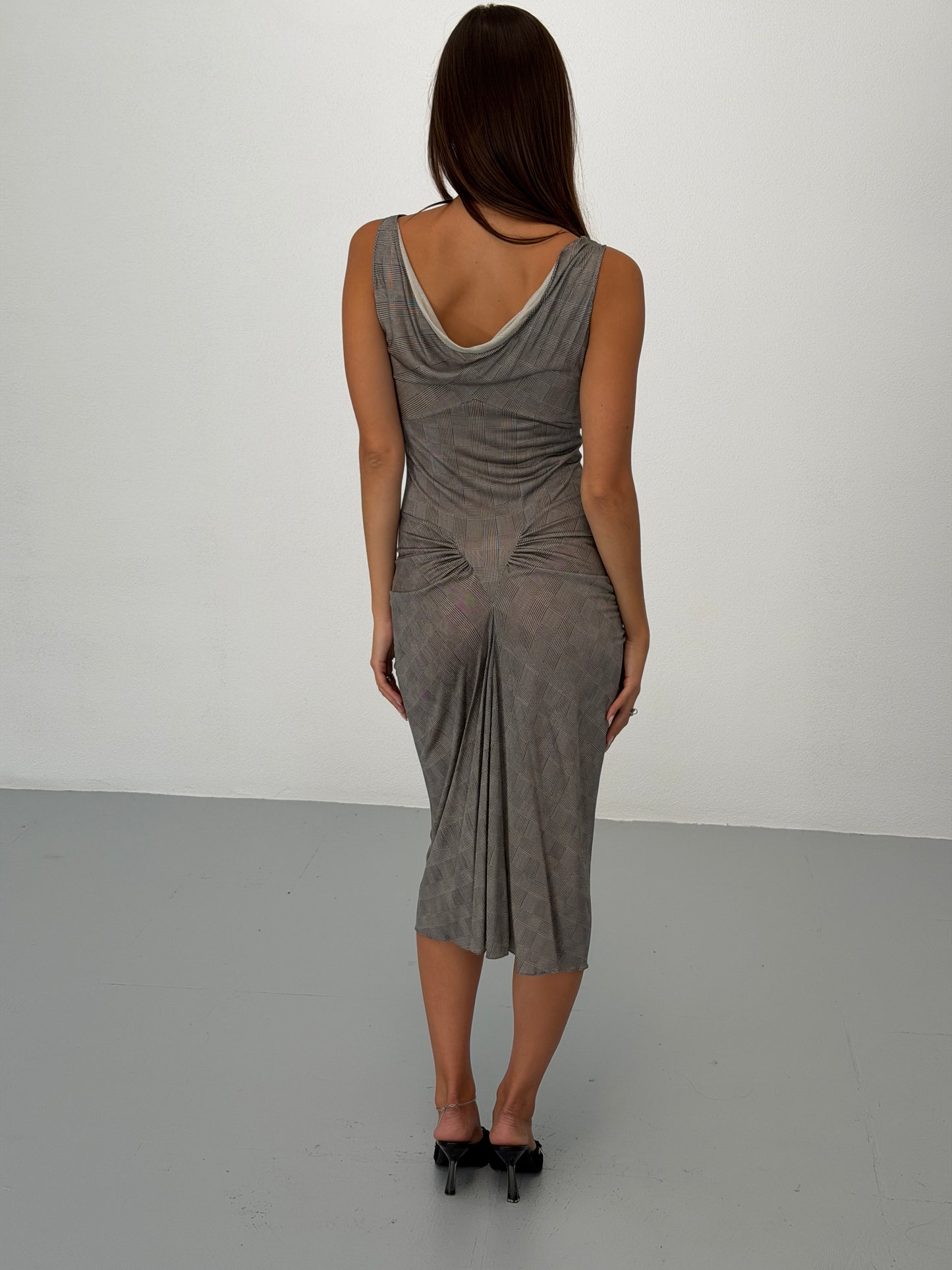 (rare) christian dior spring summer 1999 draped check dress
