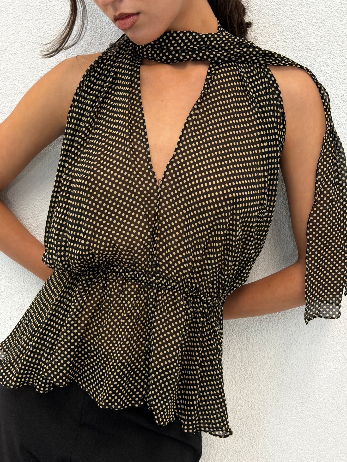 (reserved) yves saint laurent 1980s sheer silk halter blouse