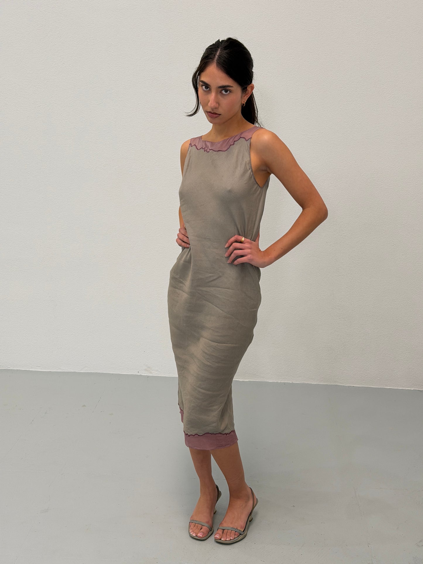 prada spring 1998 lavender trim dress