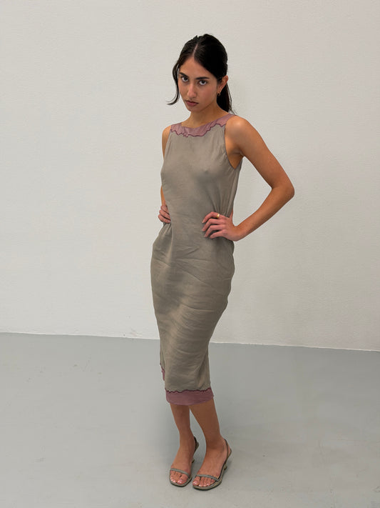 prada spring 1998 lavender trim dress