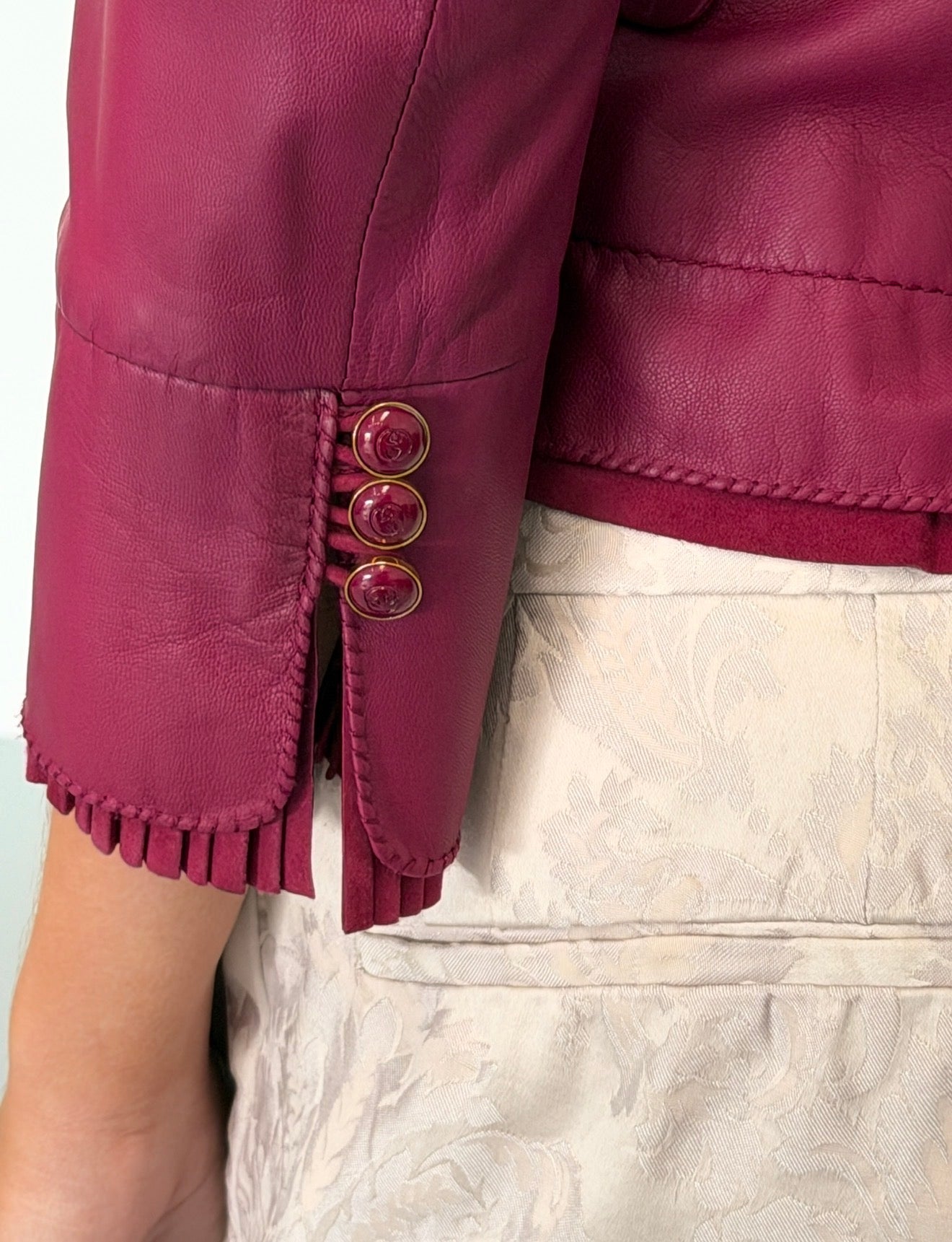 gucci 2000s berry sheepskin leather jacket