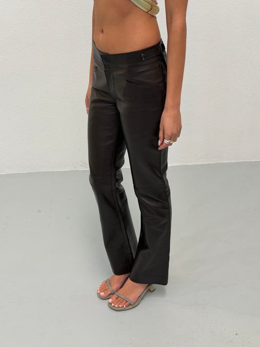 gucci fall 2003 by tom ford black leather trousers