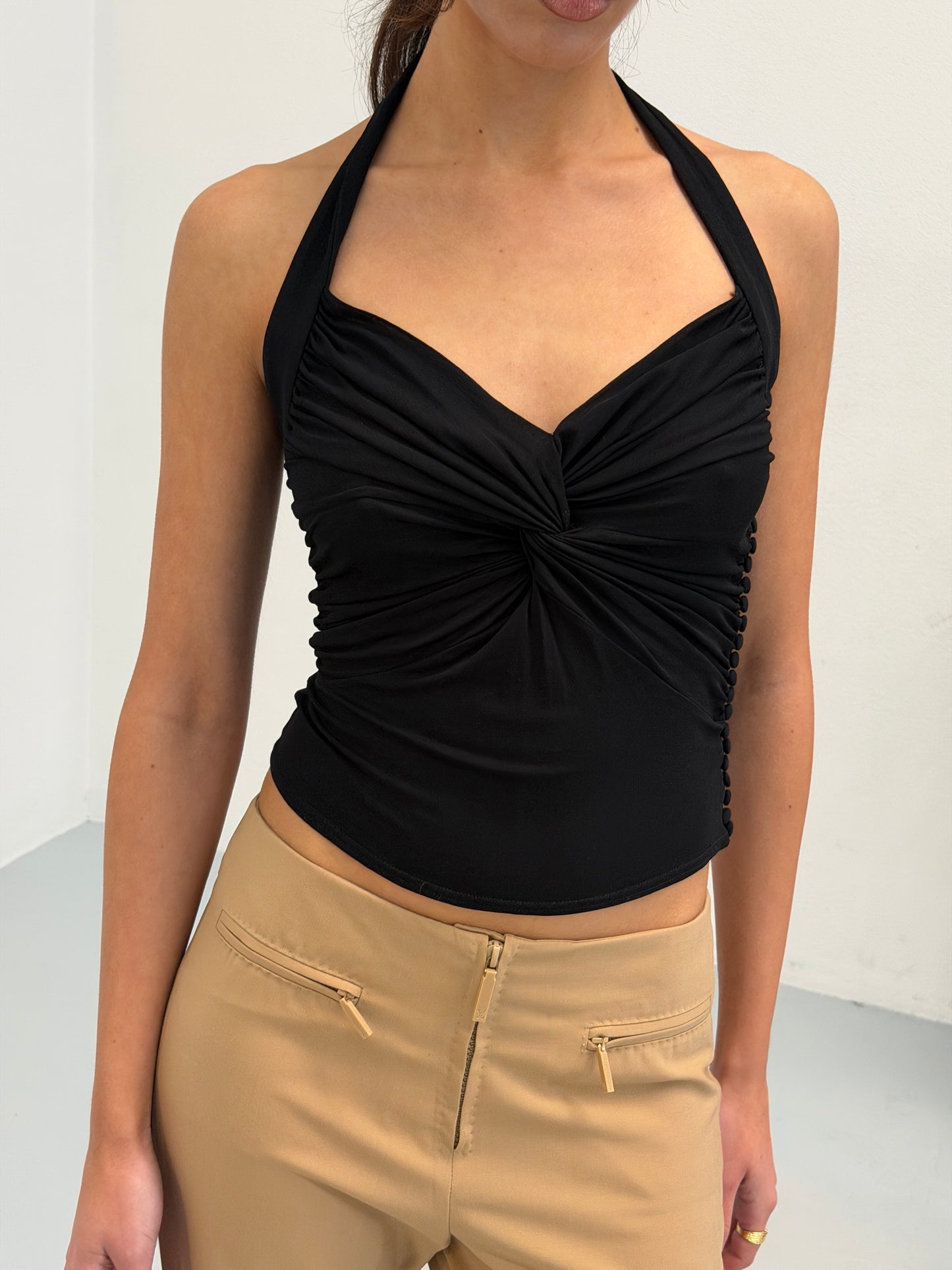(reserved) christian dior fall winter 2003 black halter top