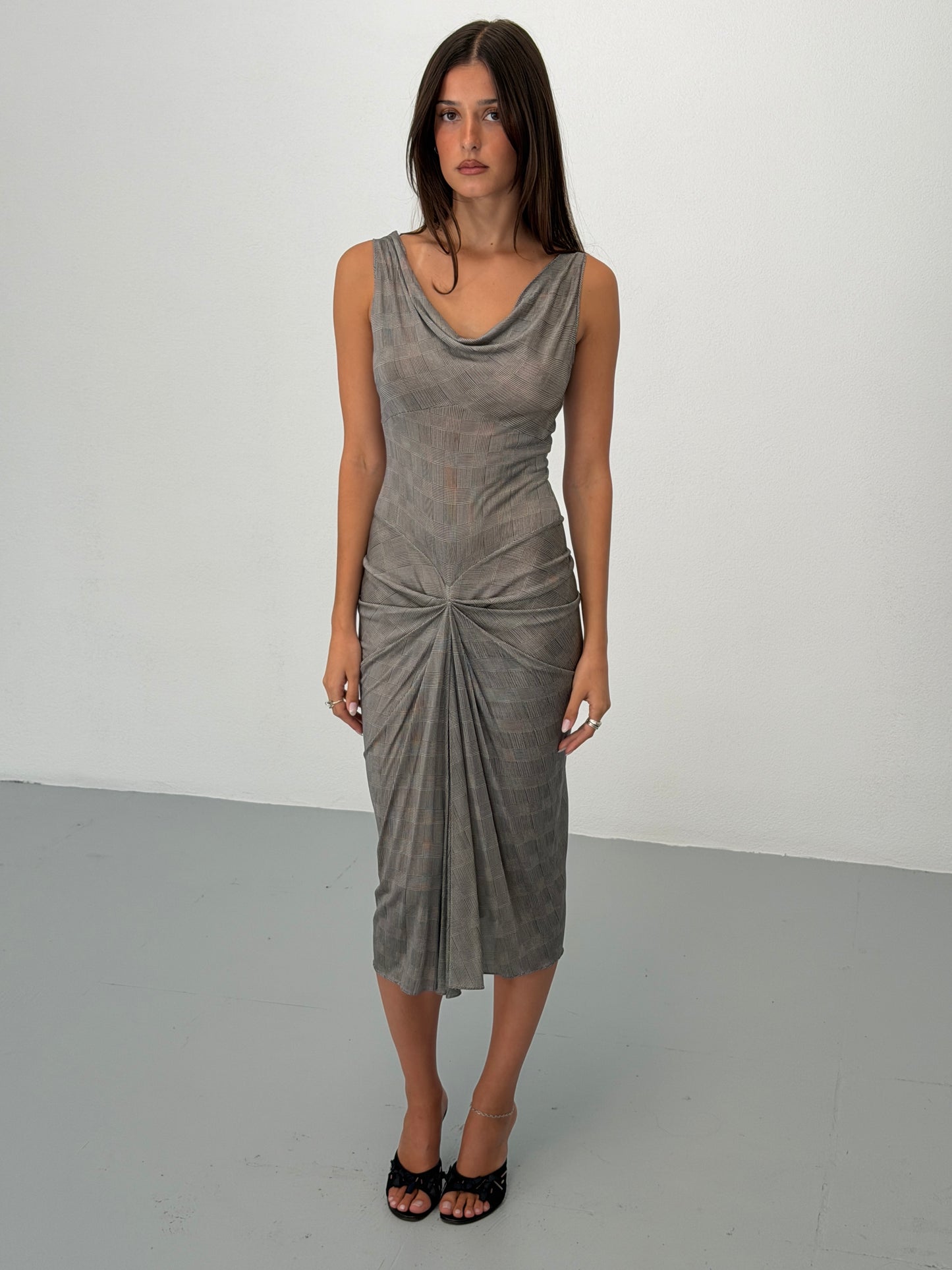 (rare) christian dior spring summer 1999 draped check dress