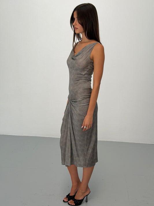(rare) christian dior spring summer 1999 draped check dress