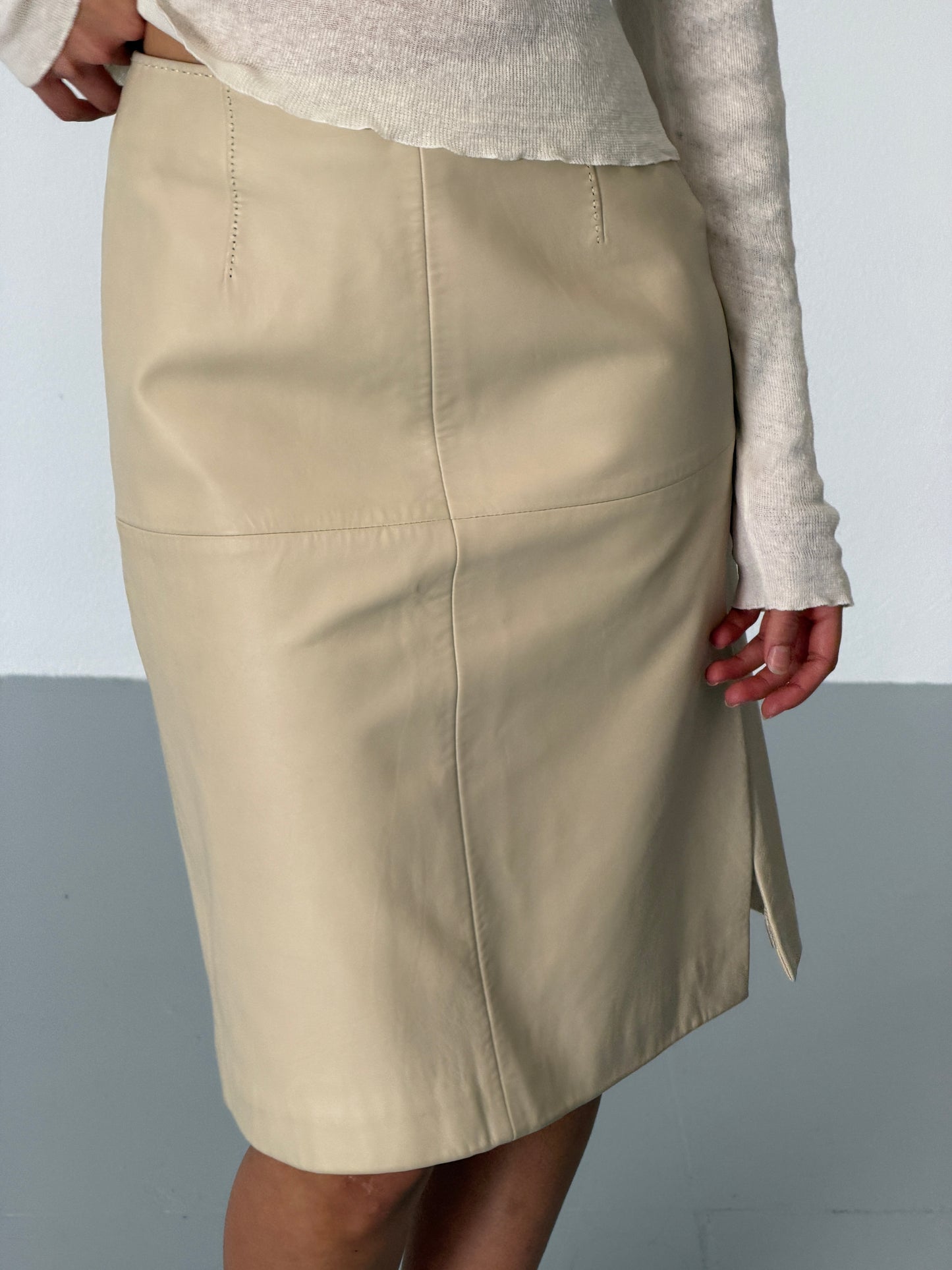 harrods 1990s lamb leather midi skirt