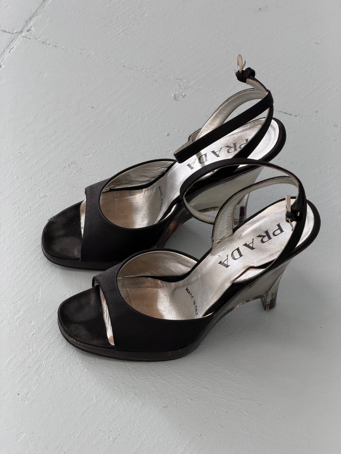 (rare) prada fall 1998 glass heels