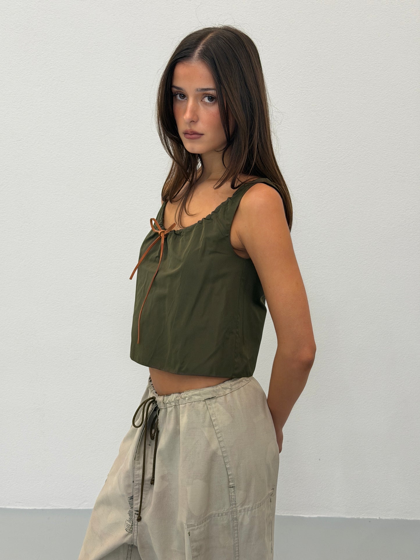 (rare) miu miu spring 1999 khaki nylon top