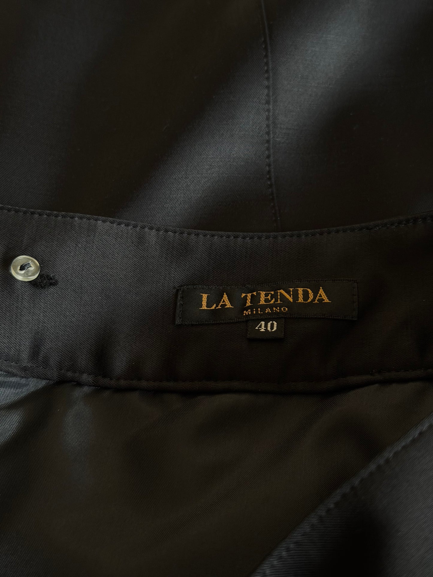 italian black satin trousers