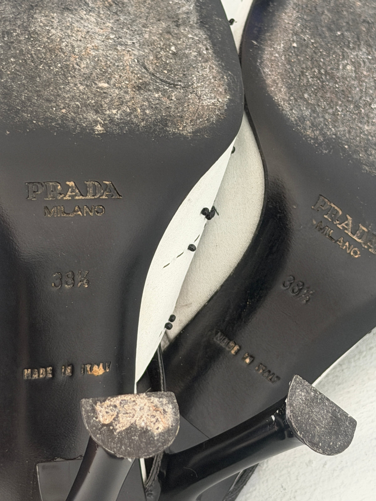 prada spring 2000 light silver satin embellished heeled mules