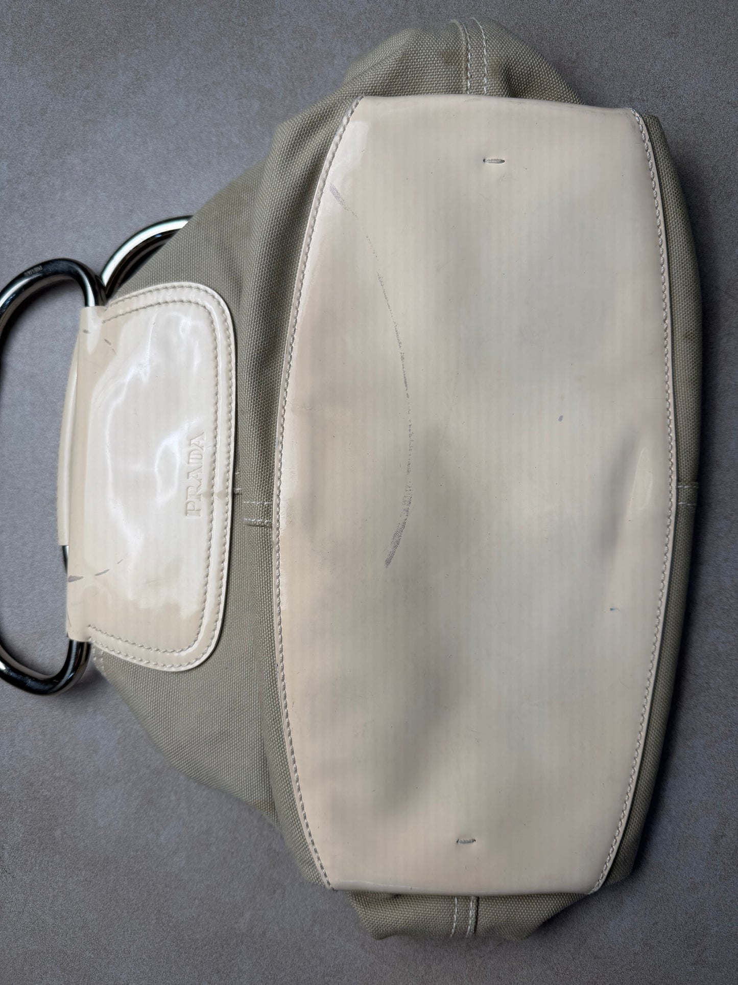 (rare) prada ss 2003 metal handle bag