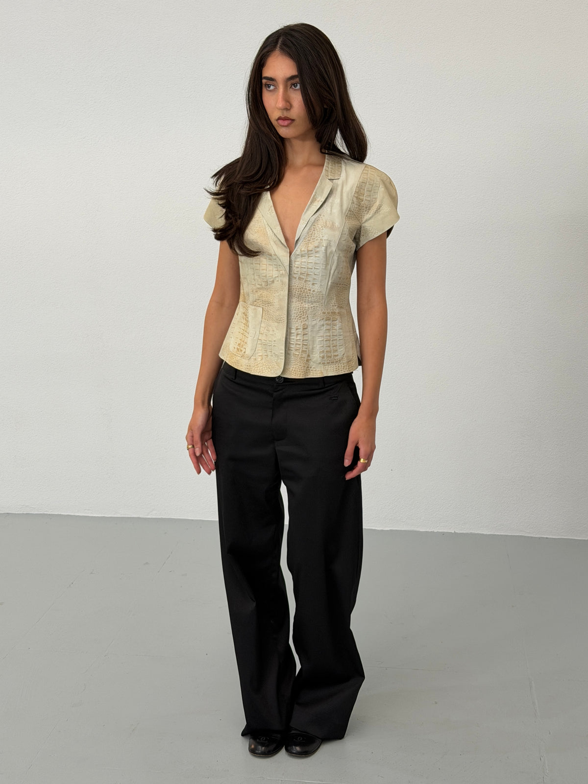 giorgio armani 1990s cream leather top