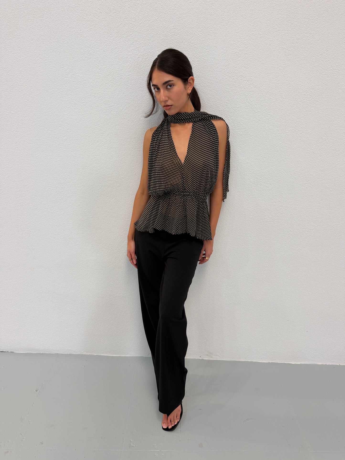 (reserved) yves saint laurent 1980s sheer silk halter blouse