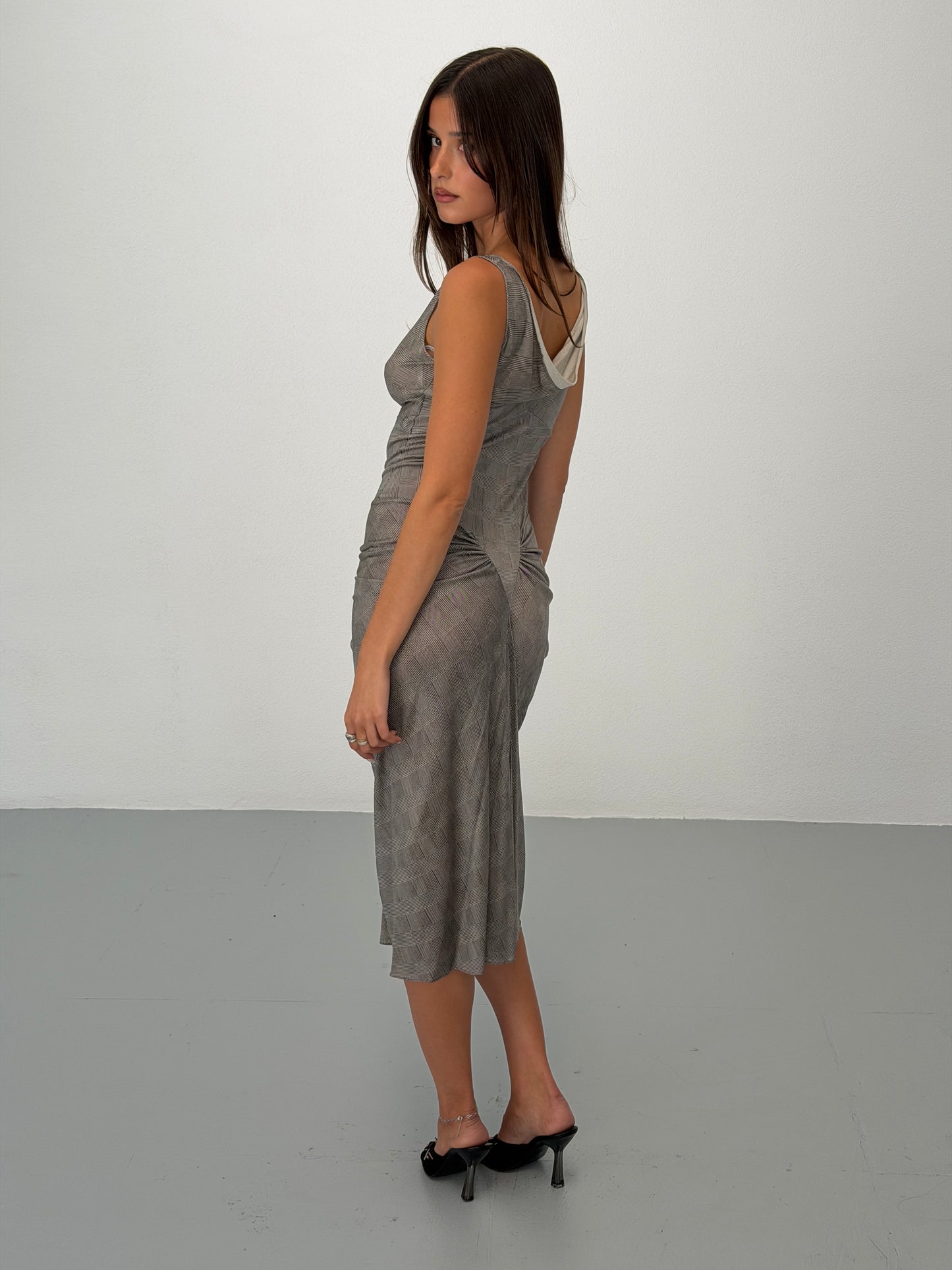 (rare) christian dior spring summer 1999 draped check dress