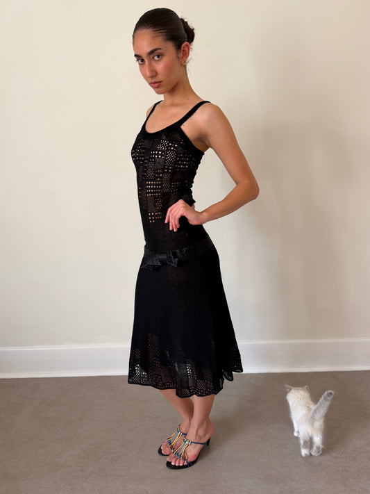just cavalli 2000s crochet bow dress