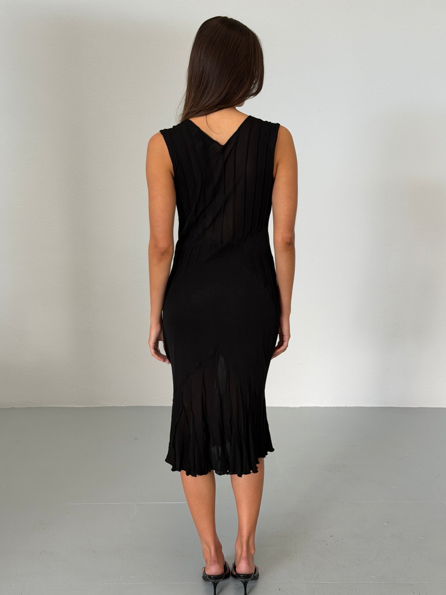 yves saint laurent spring summer 2003 black midi dress