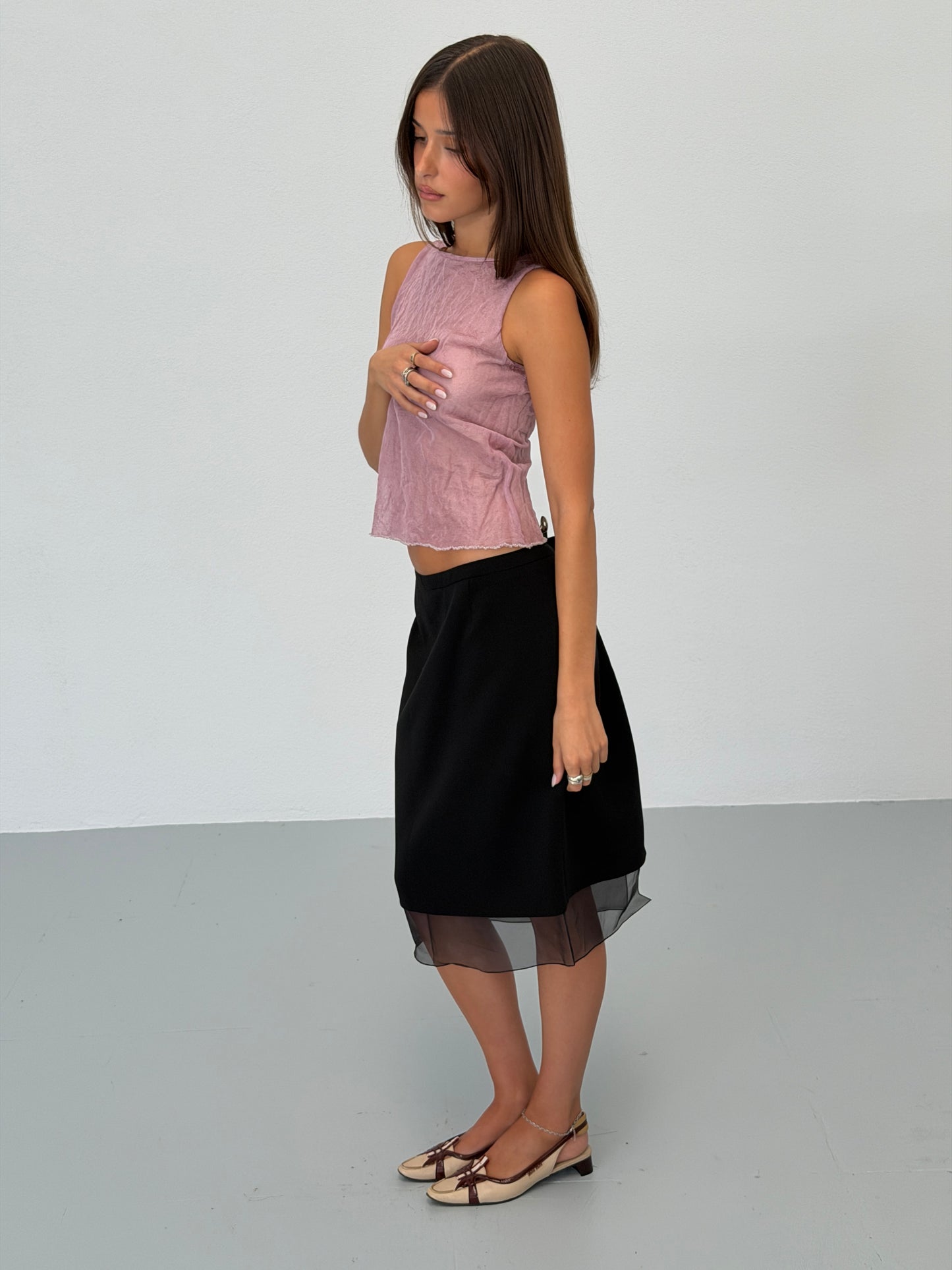 akris 2000s black sheer panel skirt