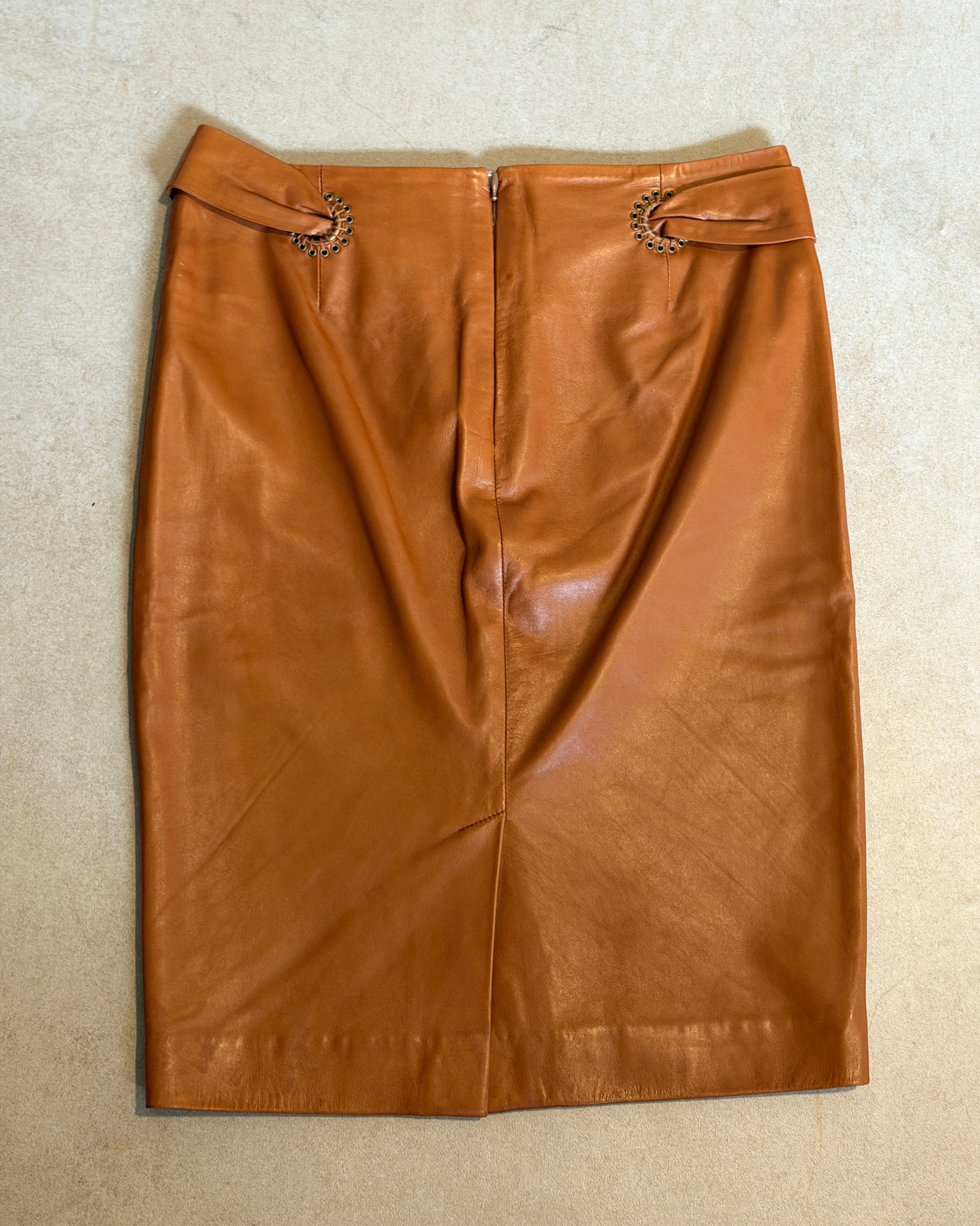 yves saint laurent fall 2002 by tom ford leather skirt