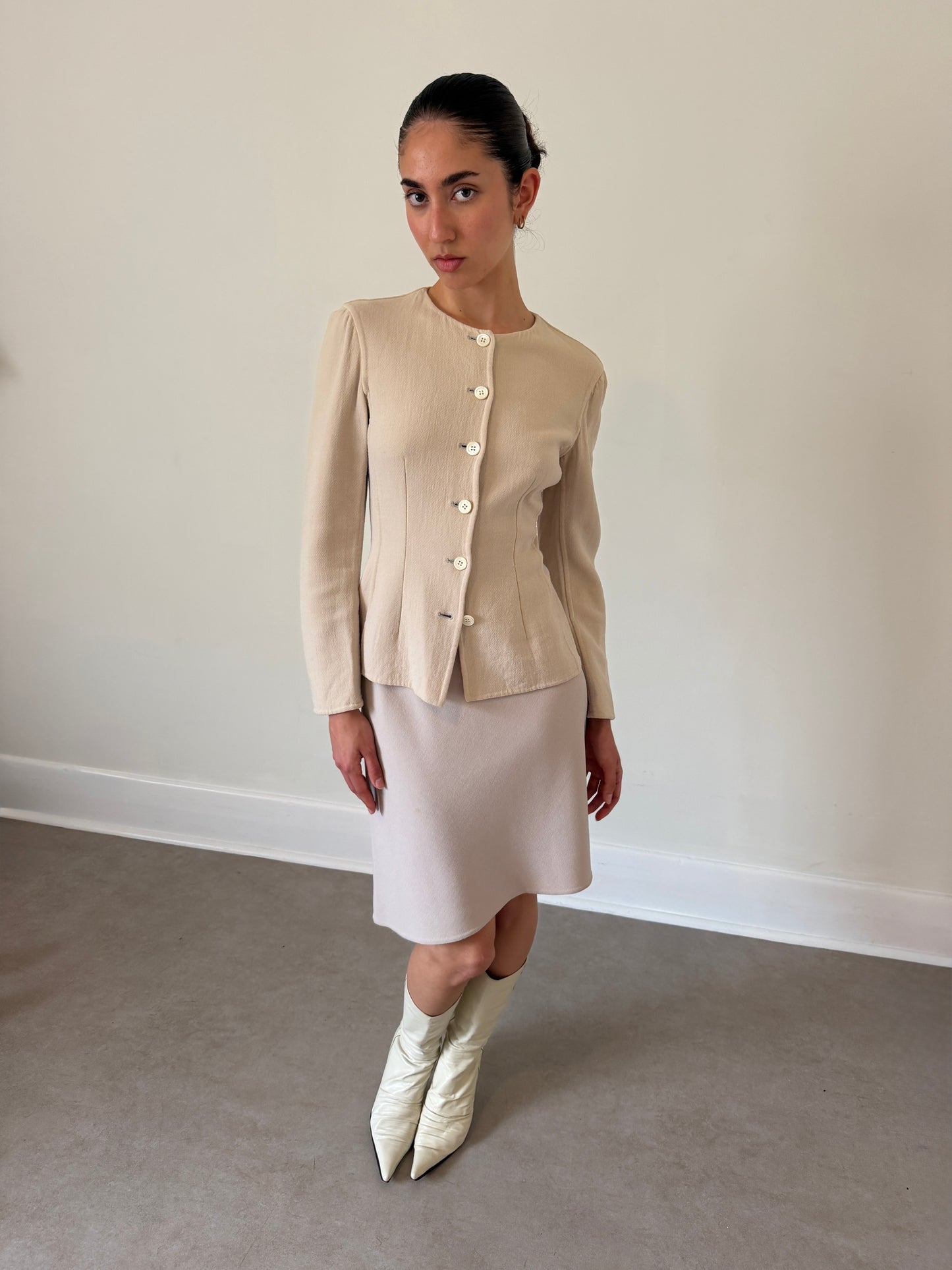 prada 90s beige asymmetrical skirt