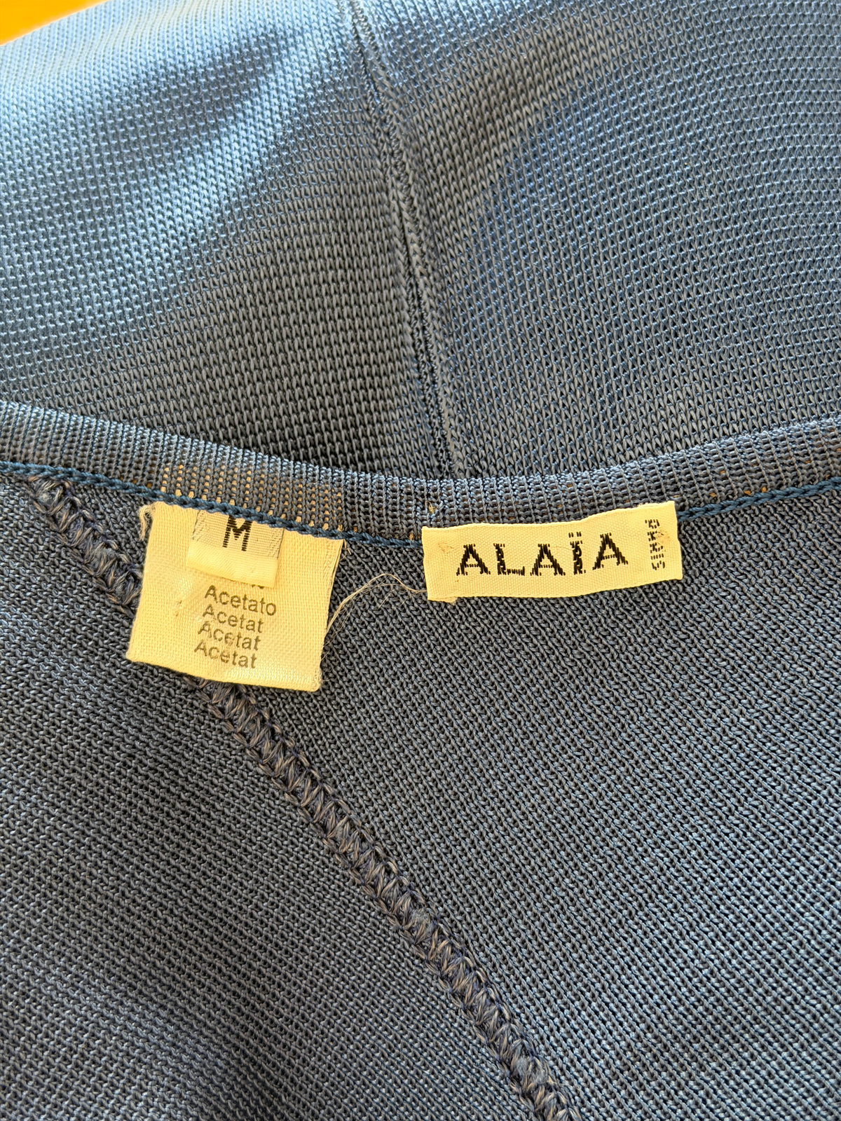 alaïa spring 1986 blue backless halter dress