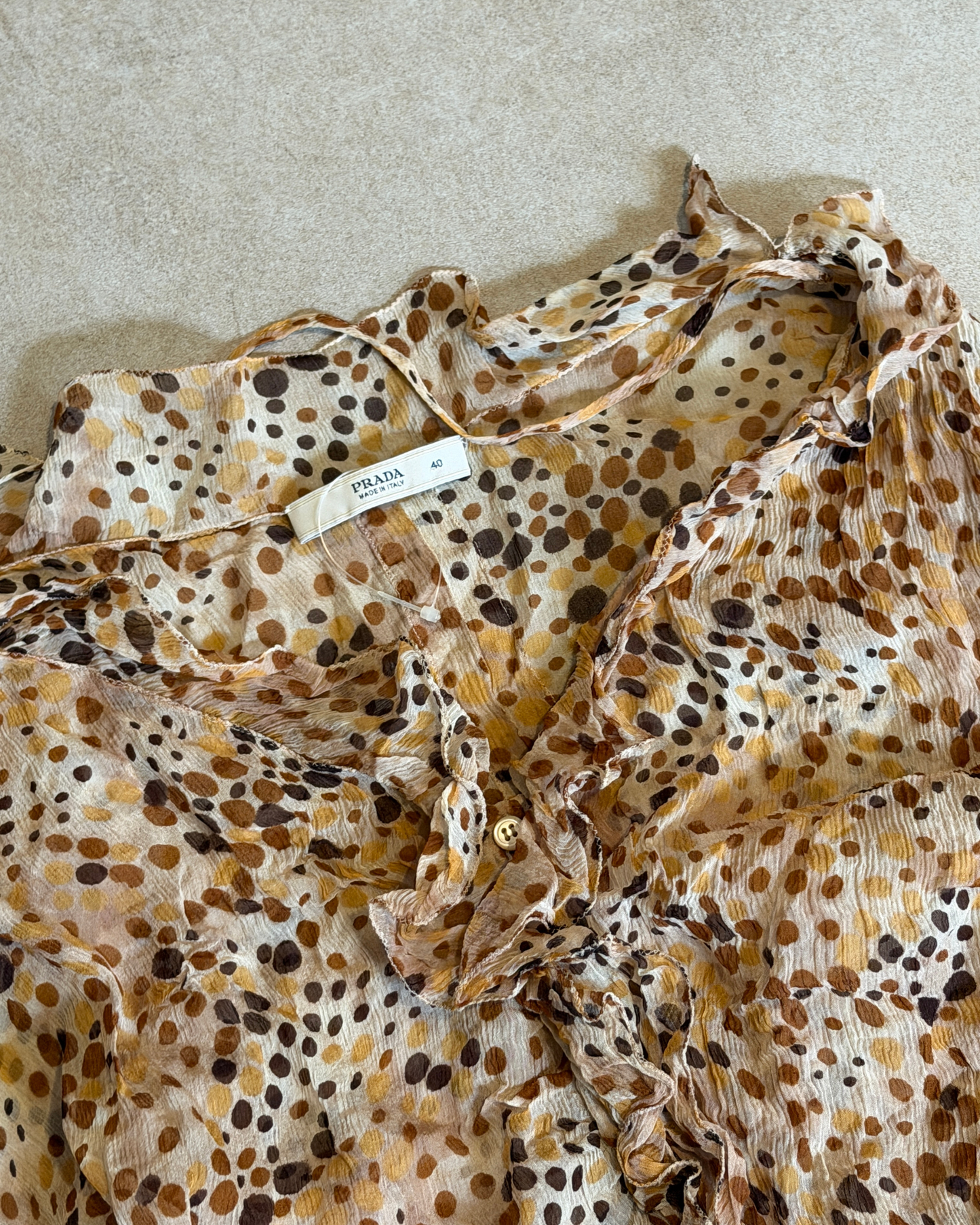prada spring 2000 polka dot sheer ruffle top
