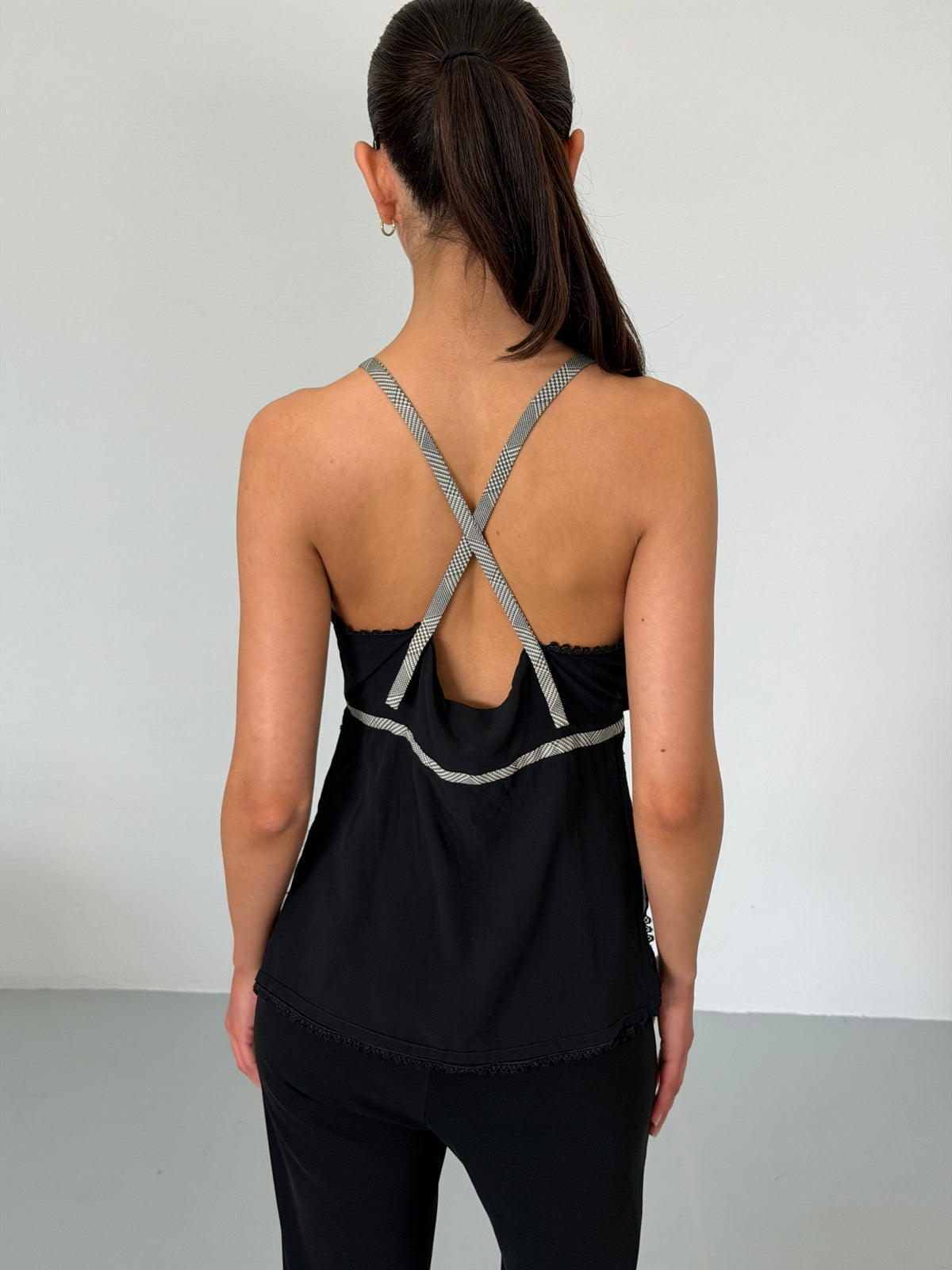 gianni versace couture spring 1998 black silk halter top