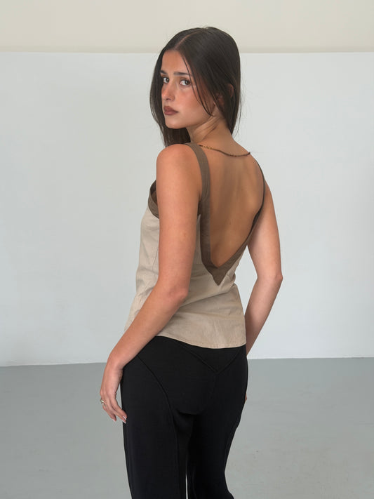 veronique branquinho 2000s ivory contrast trim camisole top