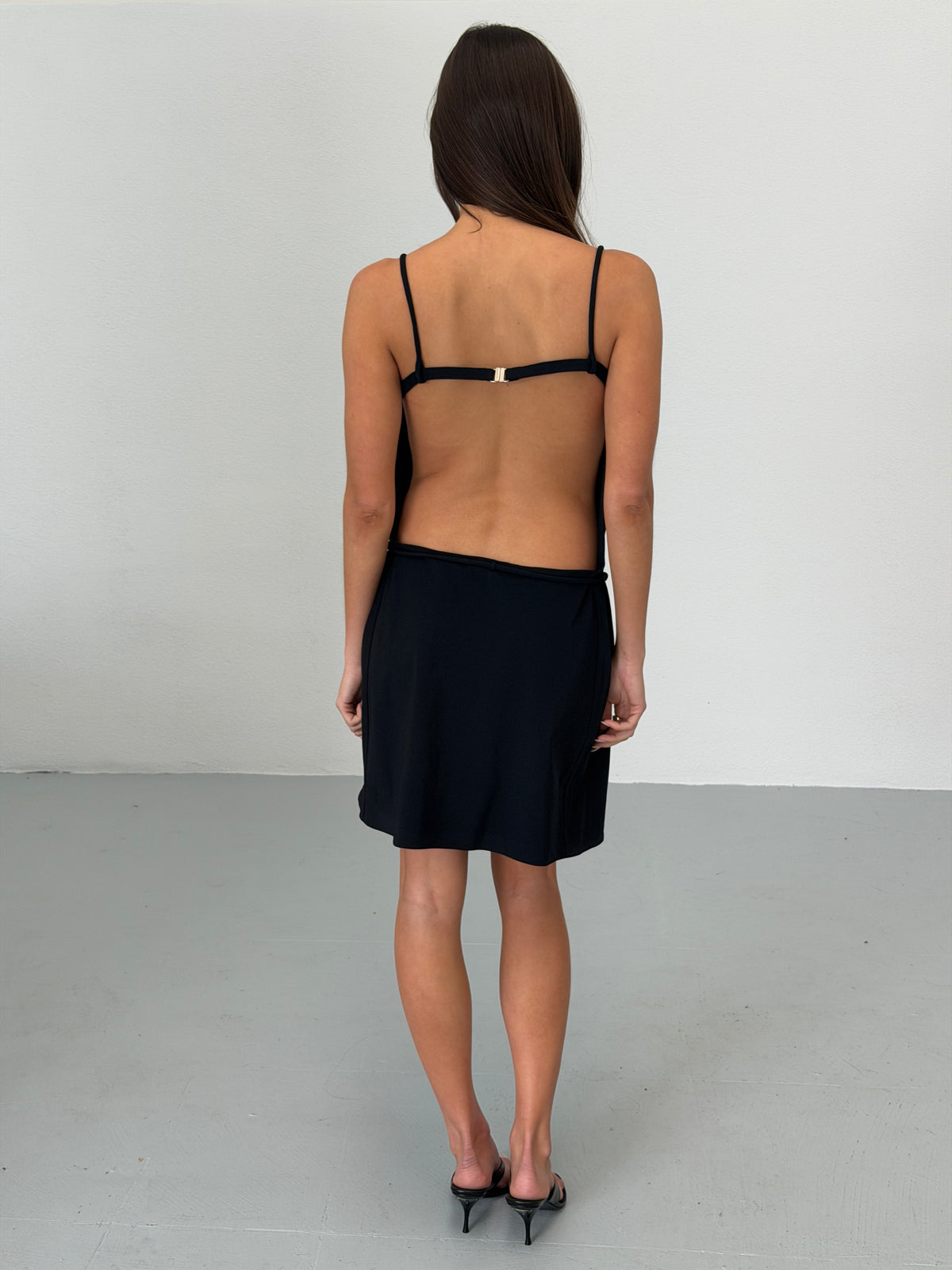 fendi spring 2001 black logo hardware mini dress
