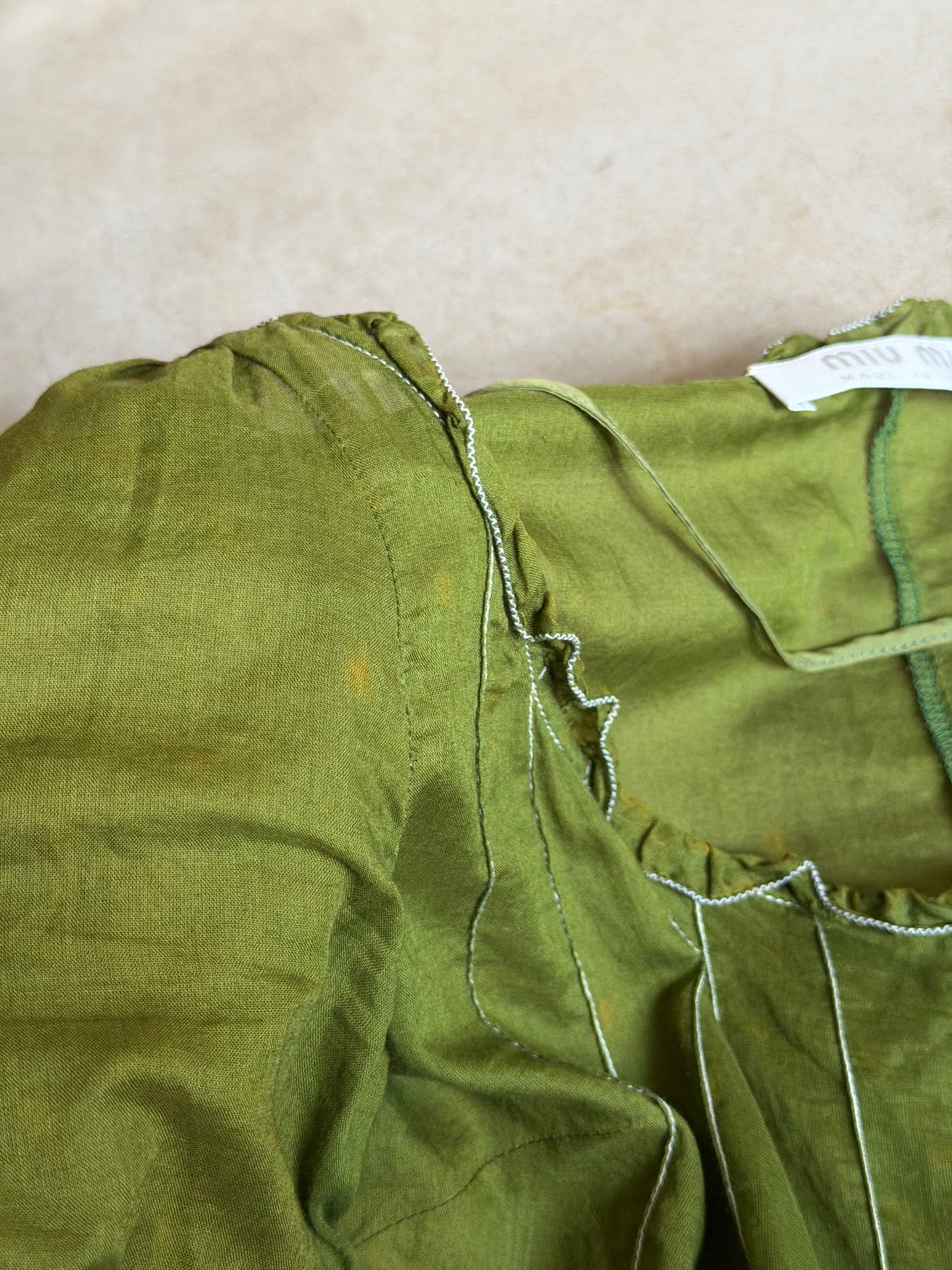 miu miu ss 1996 olive linen blouse