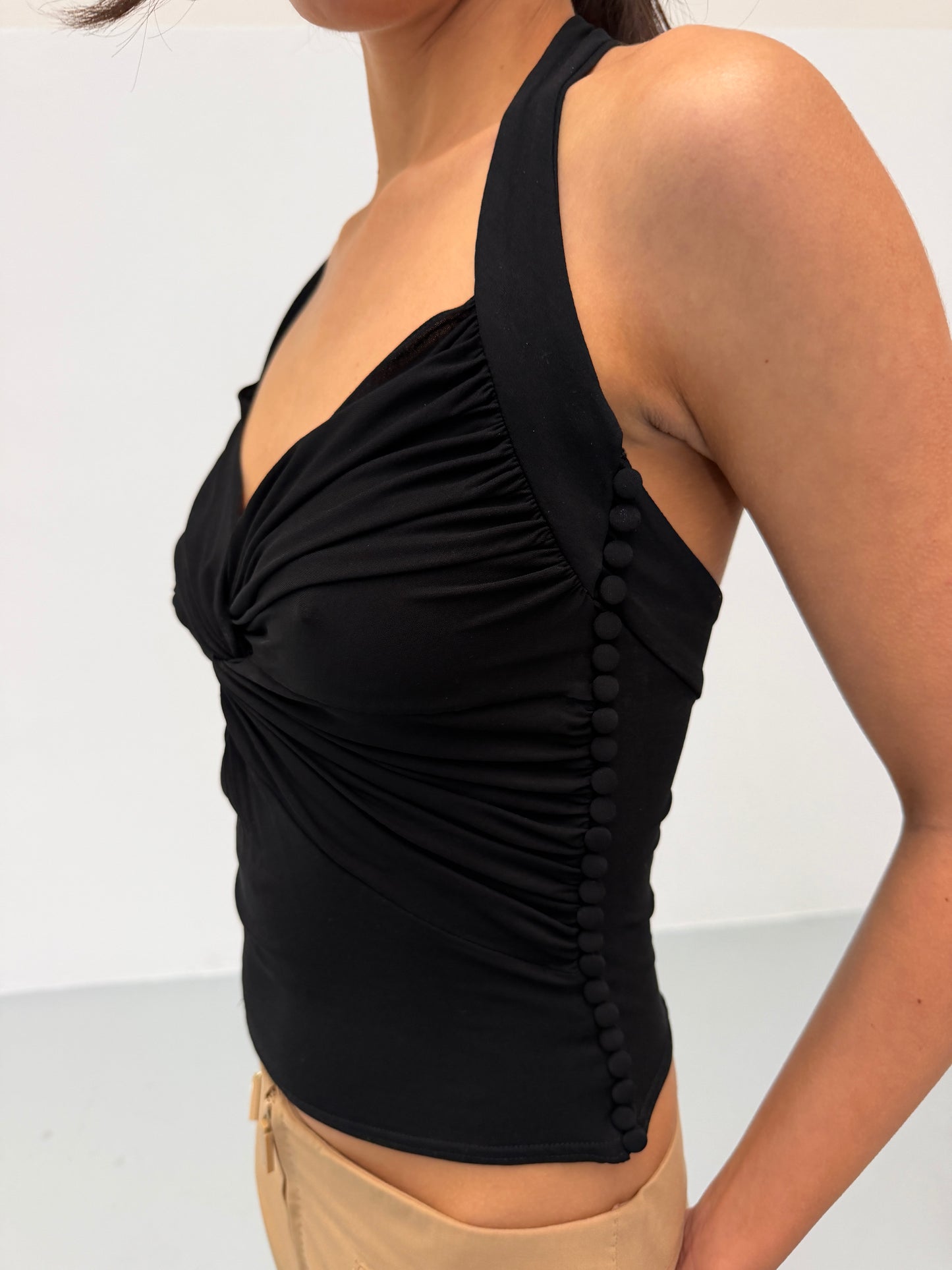 (reserved) christian dior fall winter 2003 black halter top