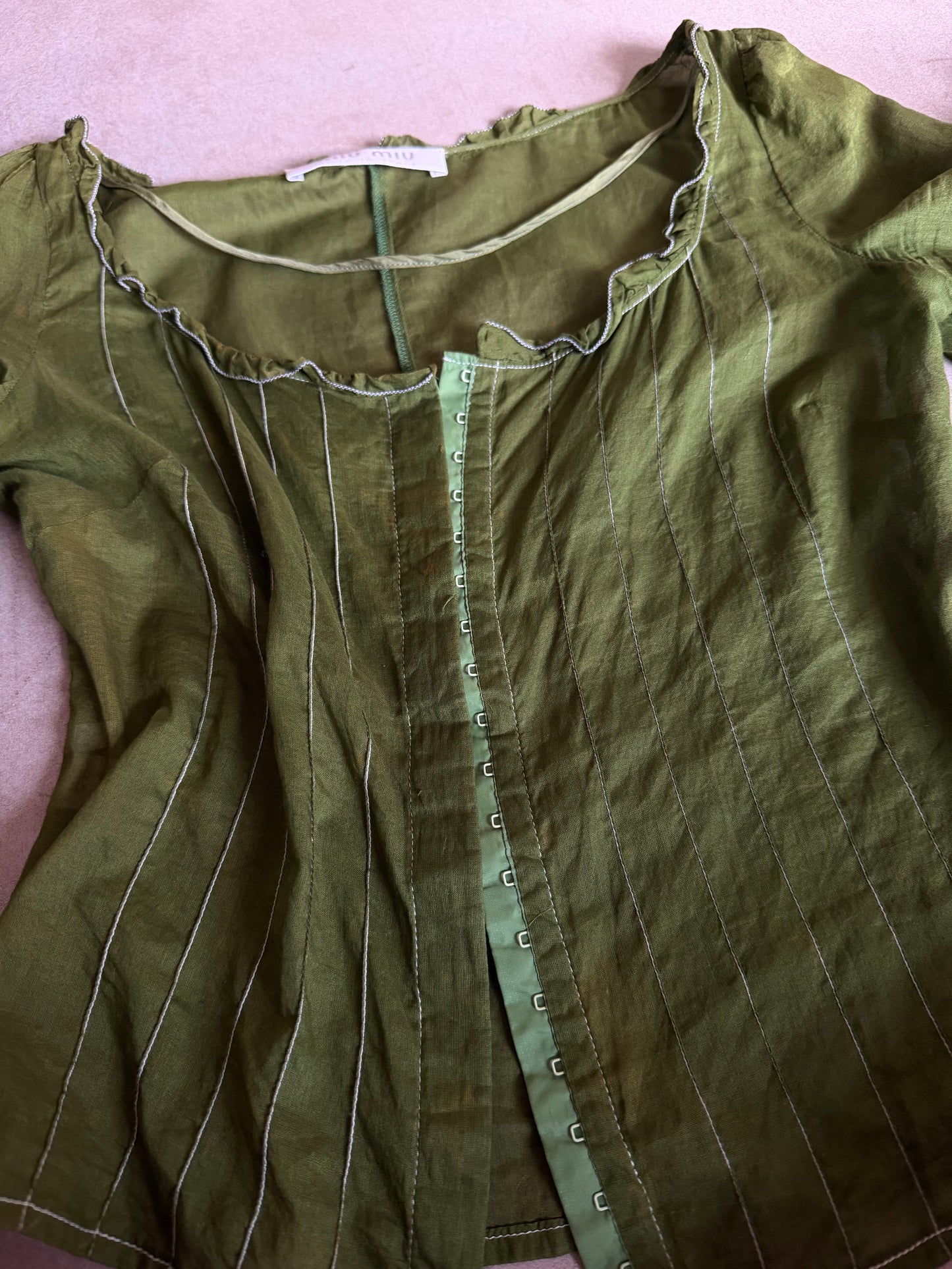 miu miu ss 1996 olive linen blouse