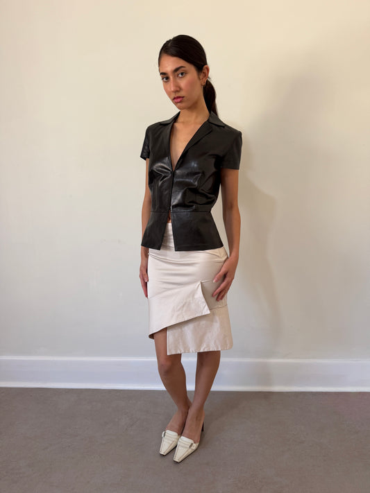 (permanent collection) gucci spring 1997 by tom ford short sleeve leather vest