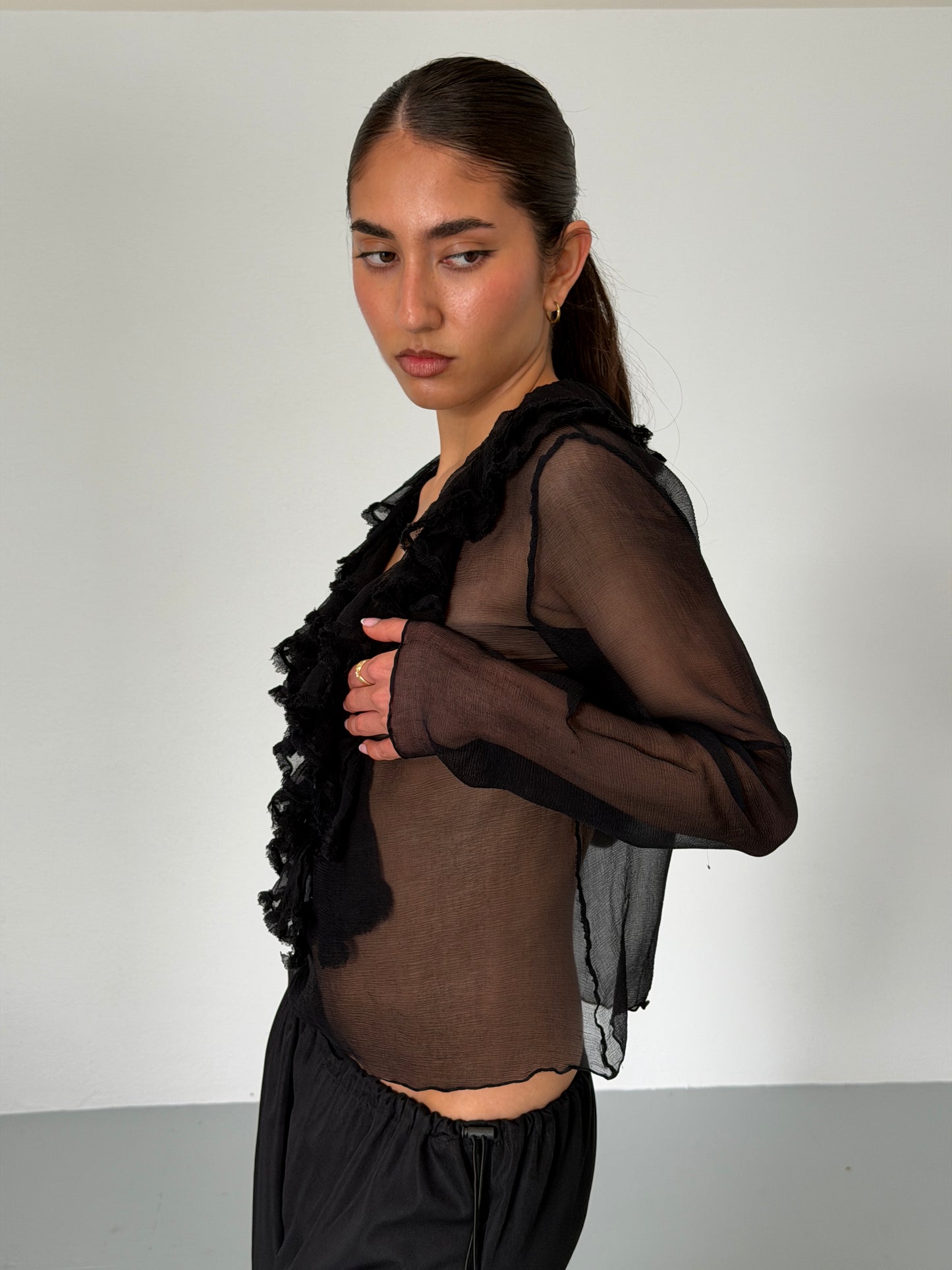 gucci by tom ford 2000s sheer frill top