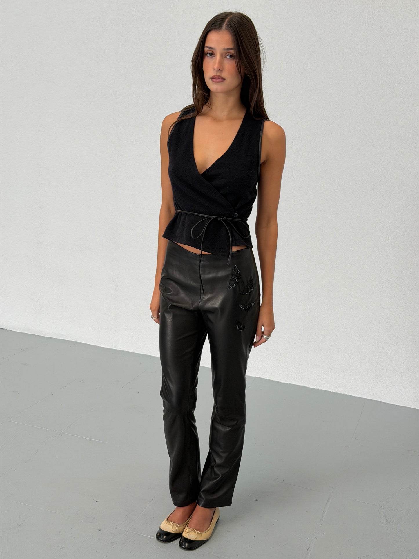 emporio armani 1990s black wrap vest