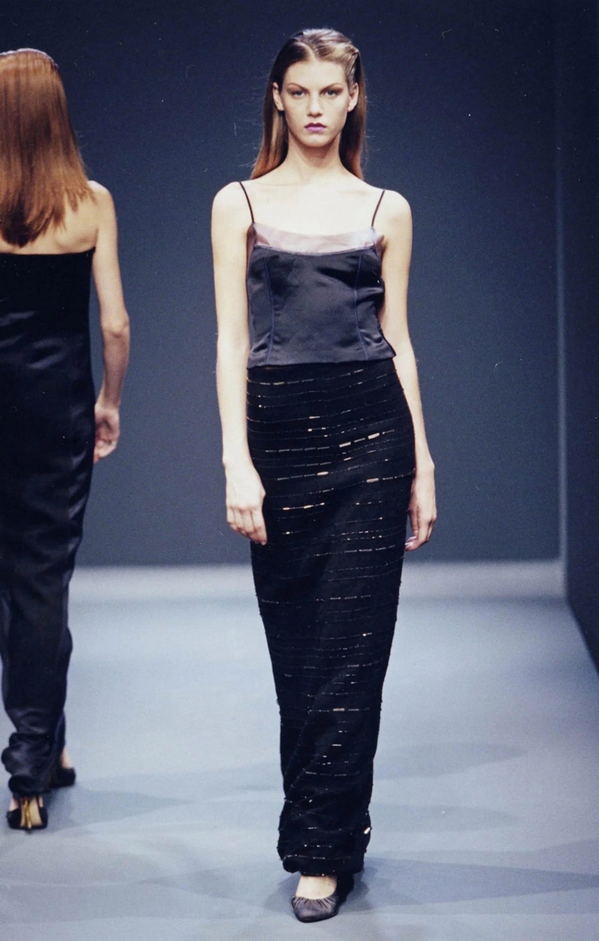 (rare) prada spring 1998 black silk pvc bustier top