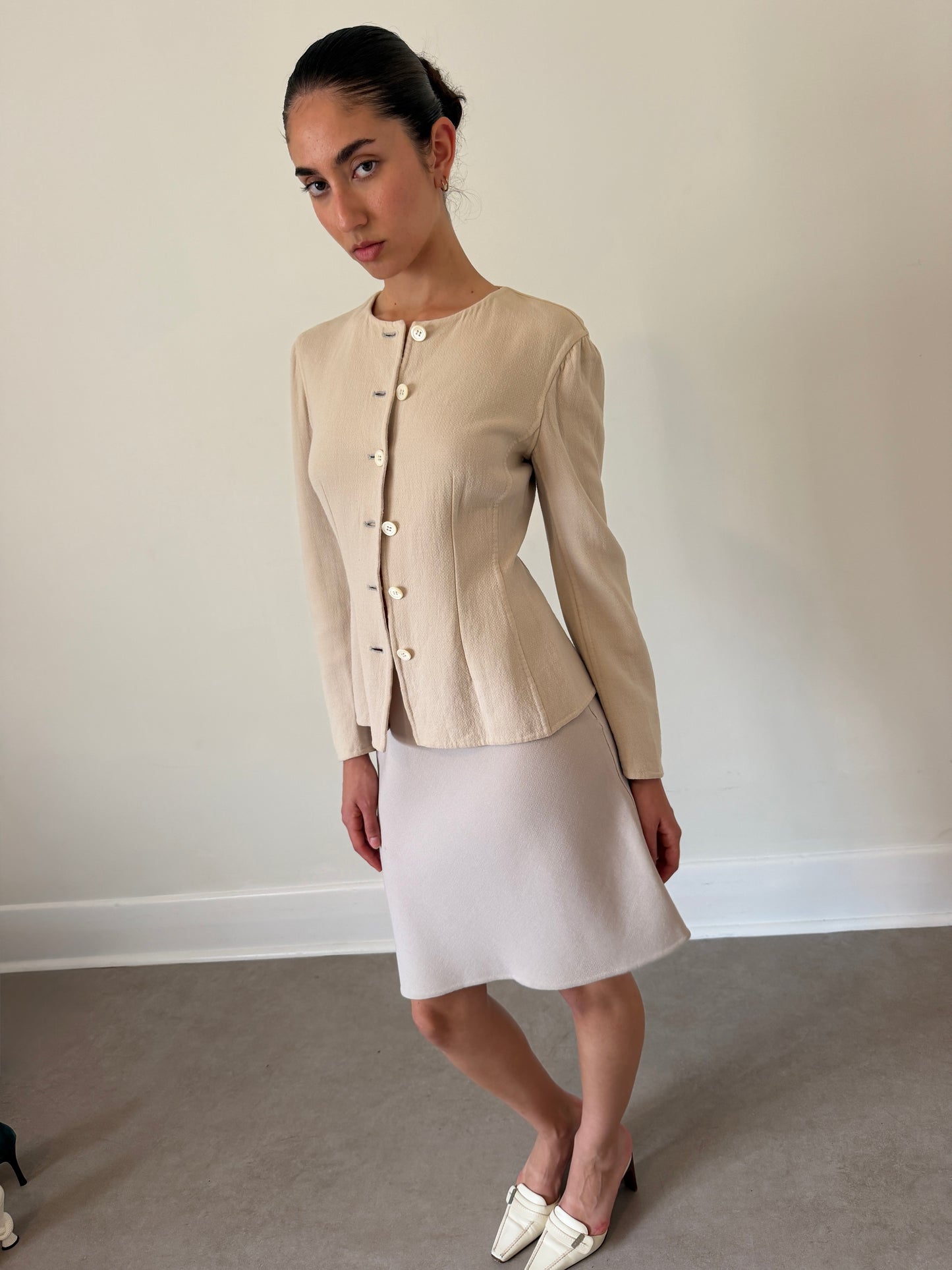 prada 90s beige asymmetrical skirt