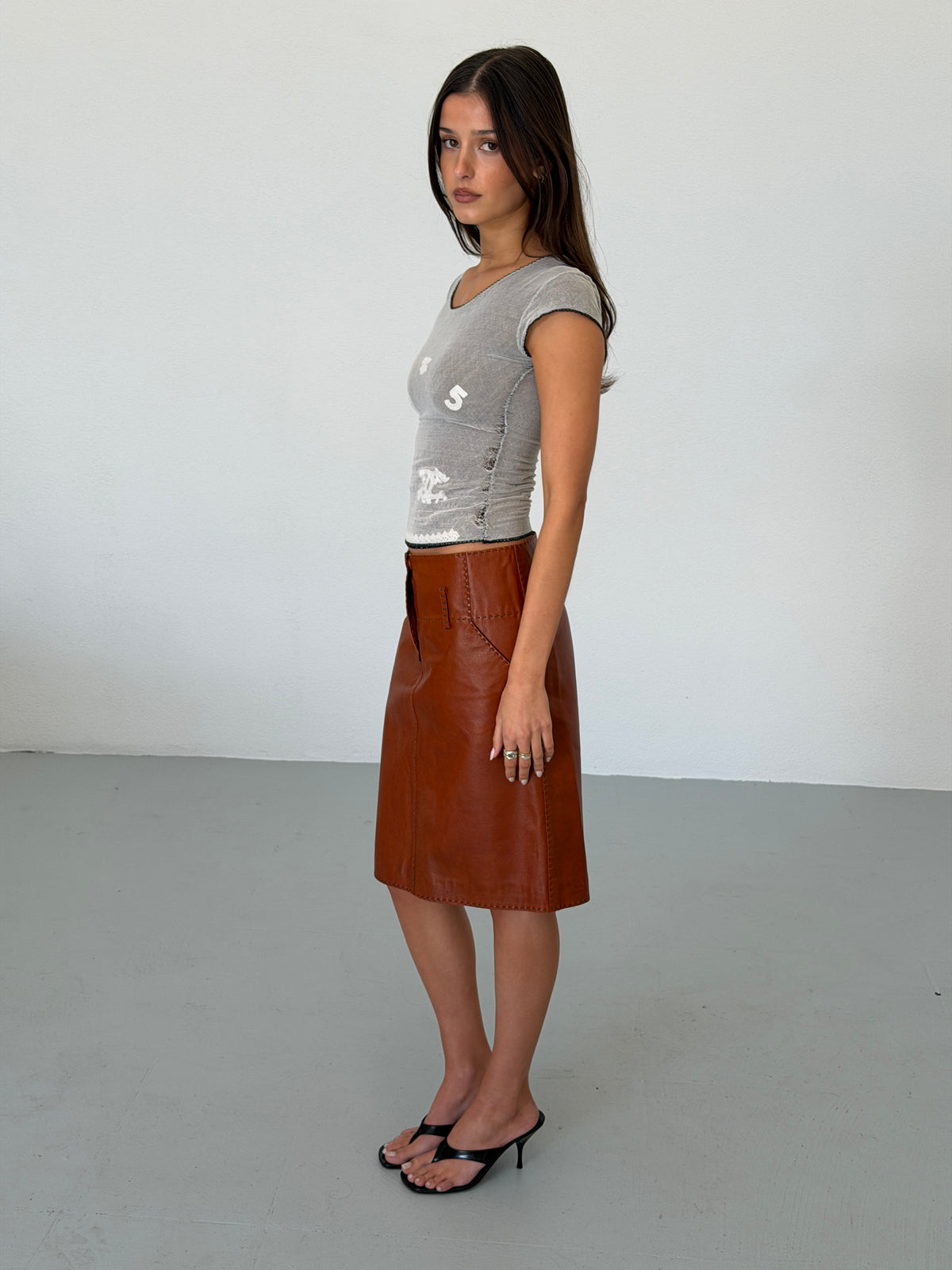 fendi fall 2003 brown leather skirt
