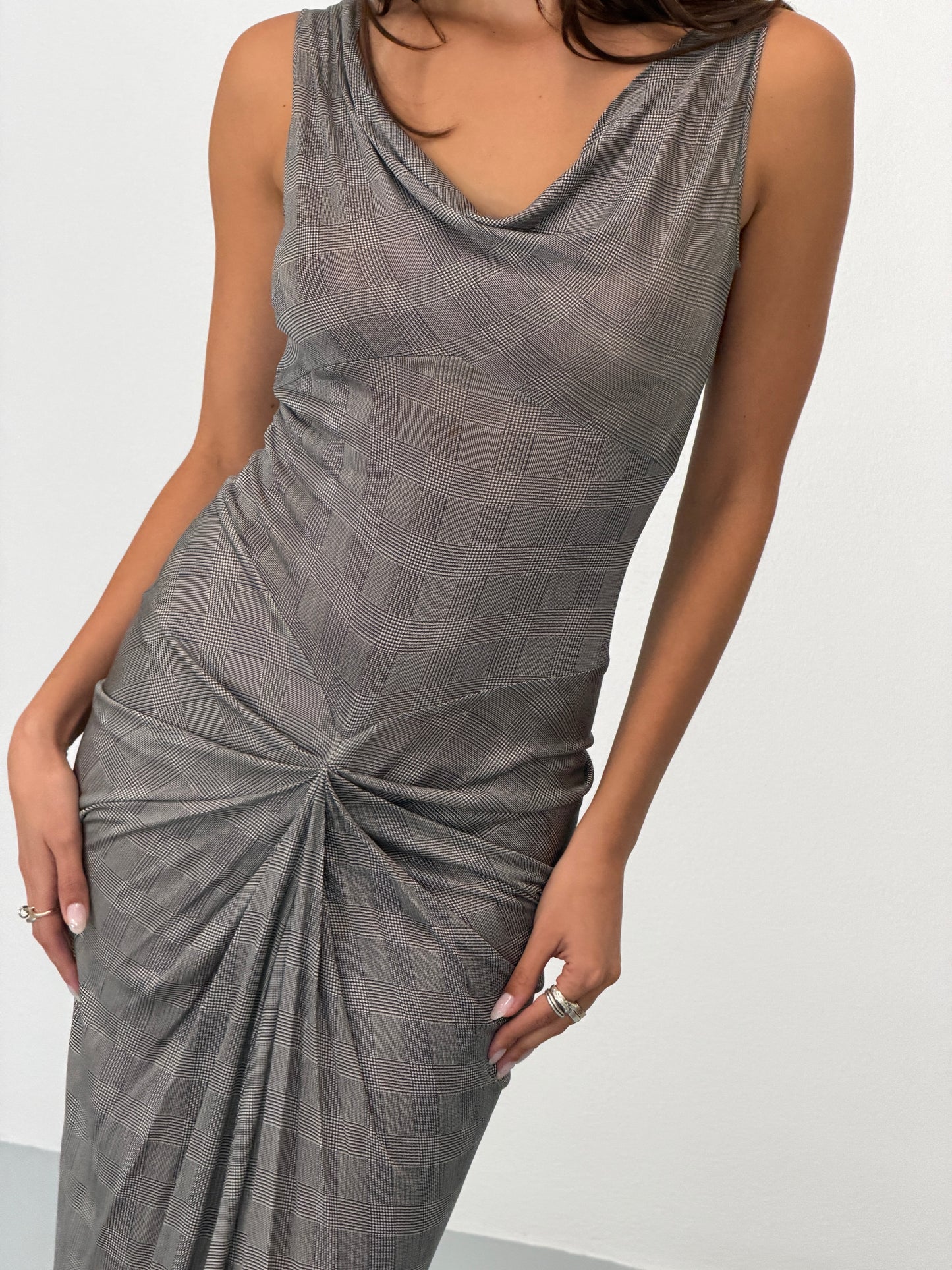 (rare) christian dior spring summer 1999 draped check dress