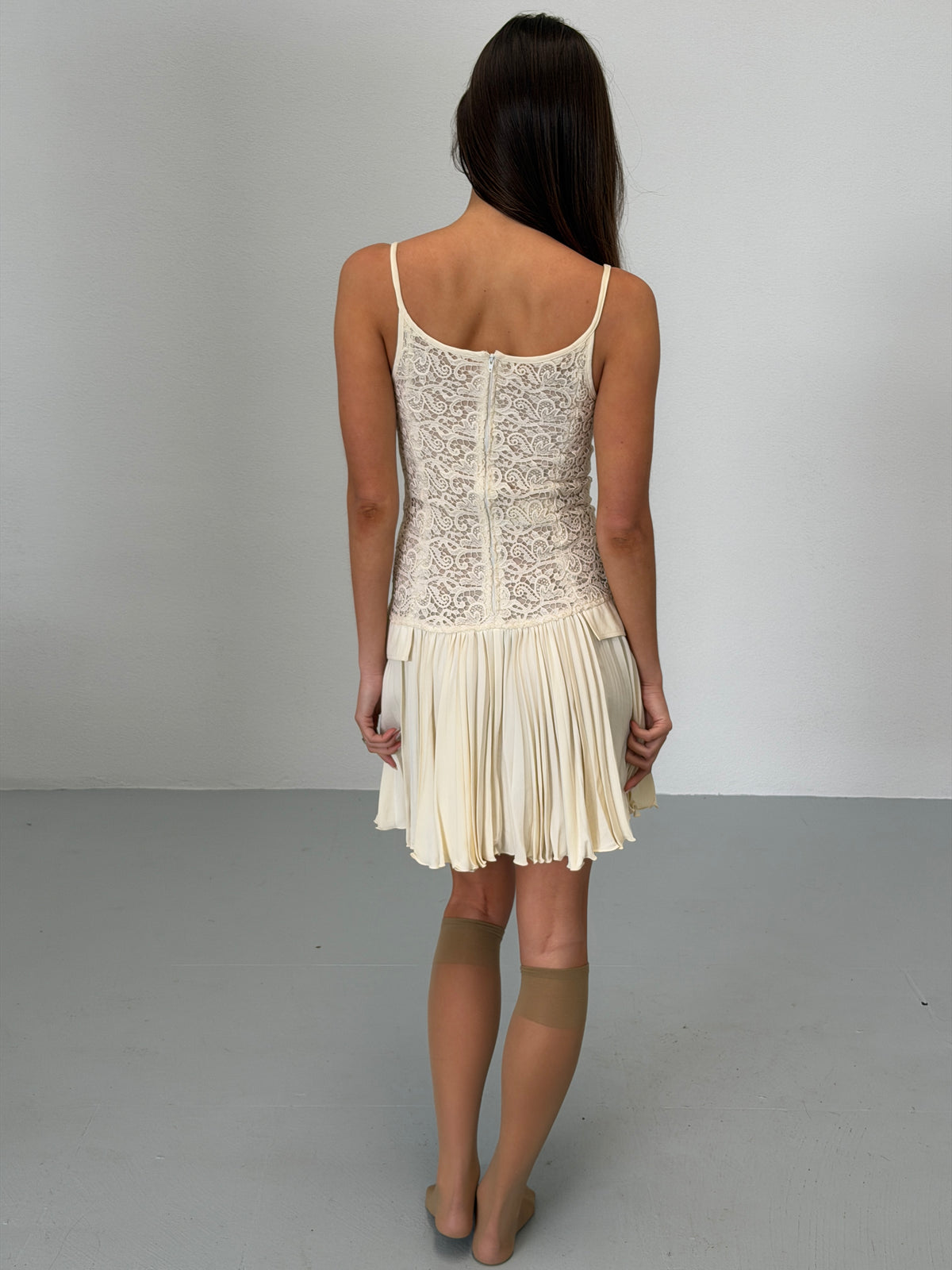(archival) gianni versace couture spring 1994 ivory lace panel camisole dress