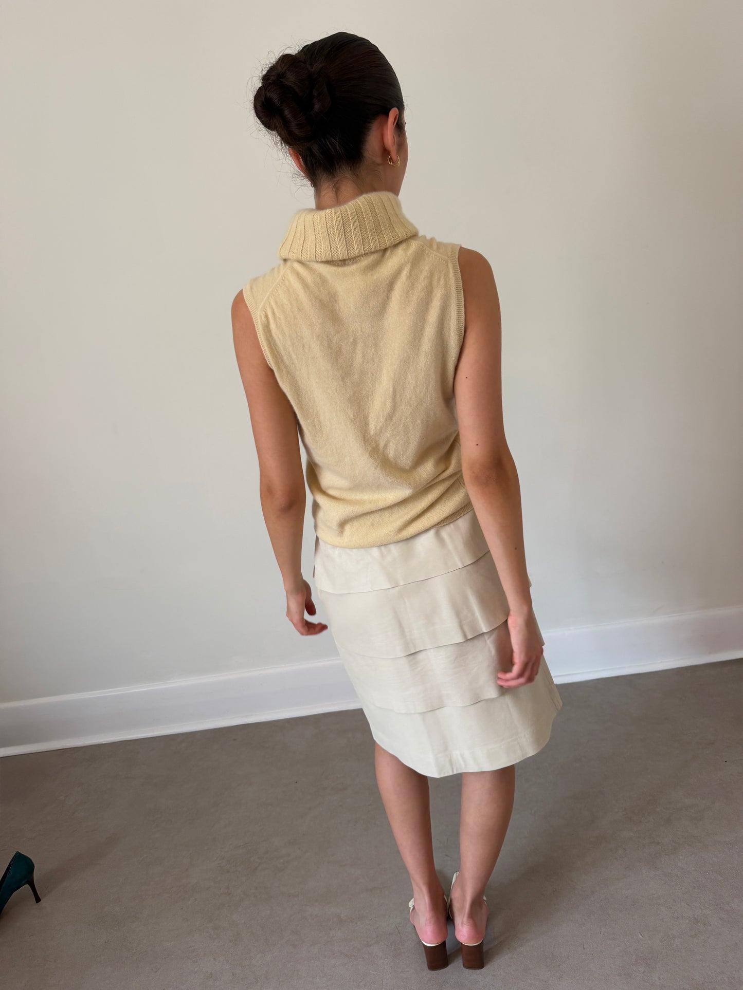 balmain 90s leather gathered skirt