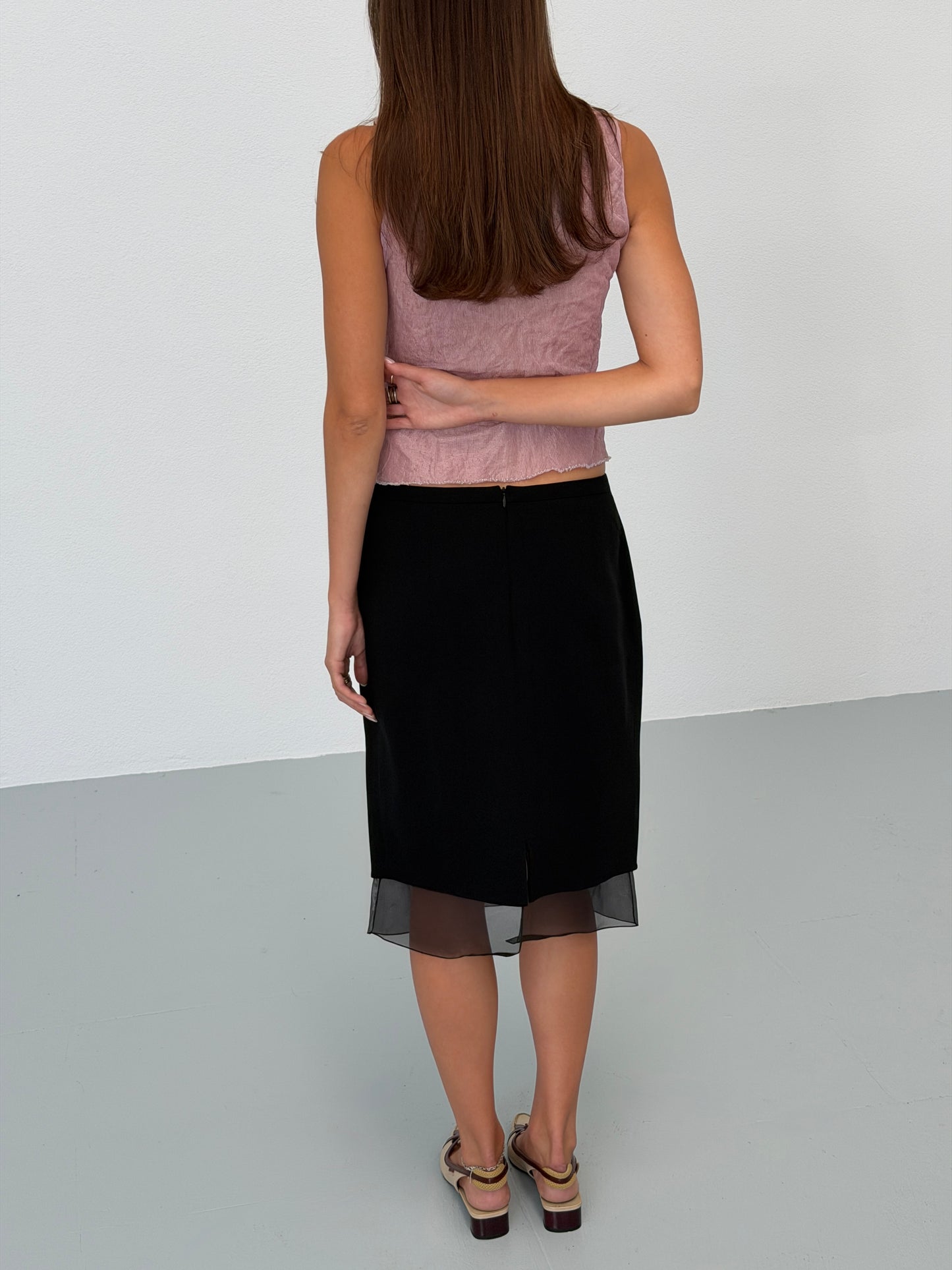 akris 2000s black sheer panel skirt