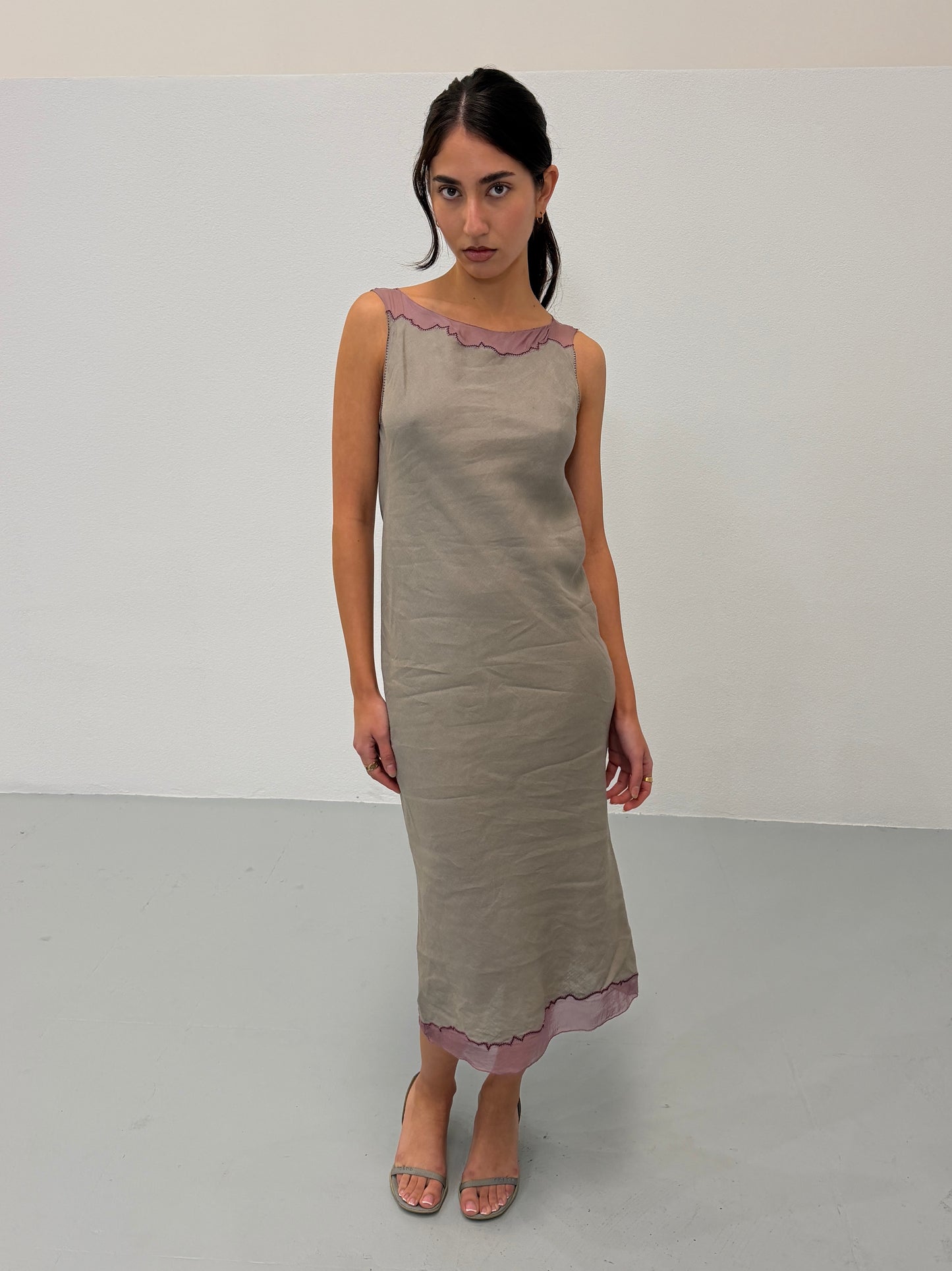 prada spring 1998 lavender trim dress
