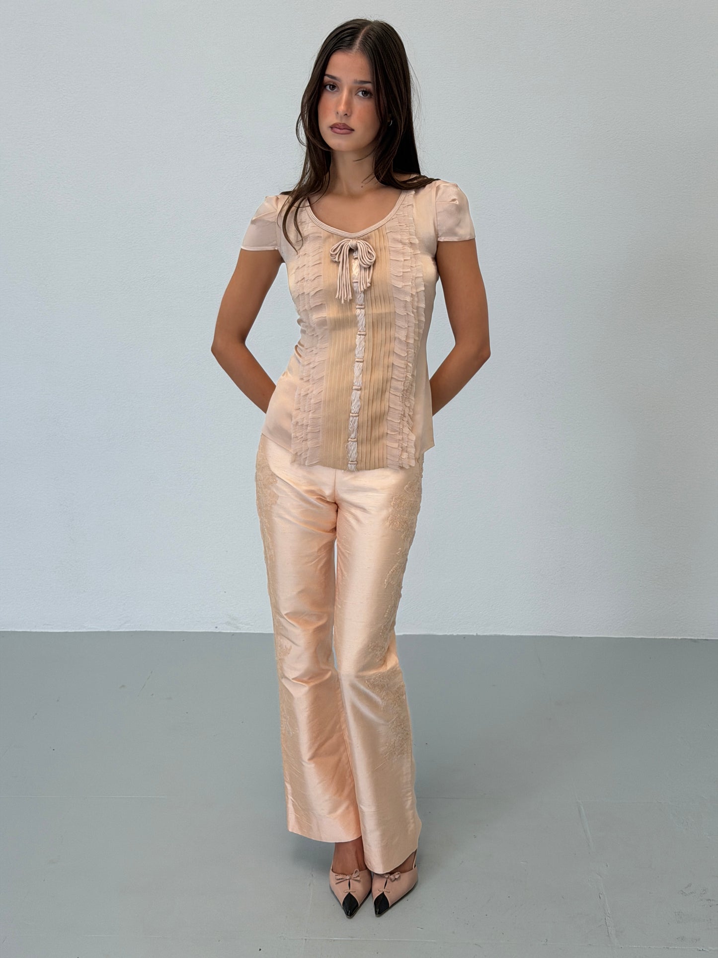 (rare) alberta ferretti blush pink silk blouse